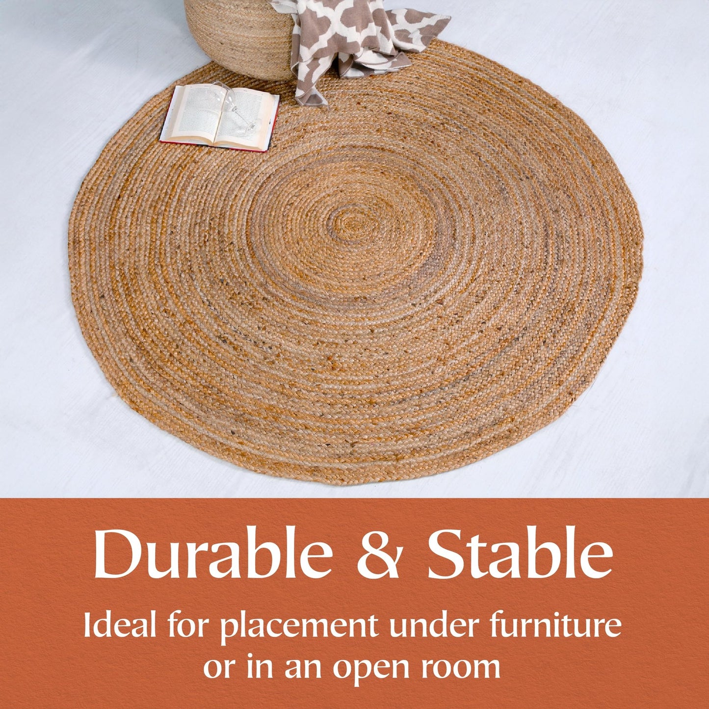 DHAKA Jute Area Rug 100% Natural Fiber Hand Woven Ethical Trade Eco-Friendly