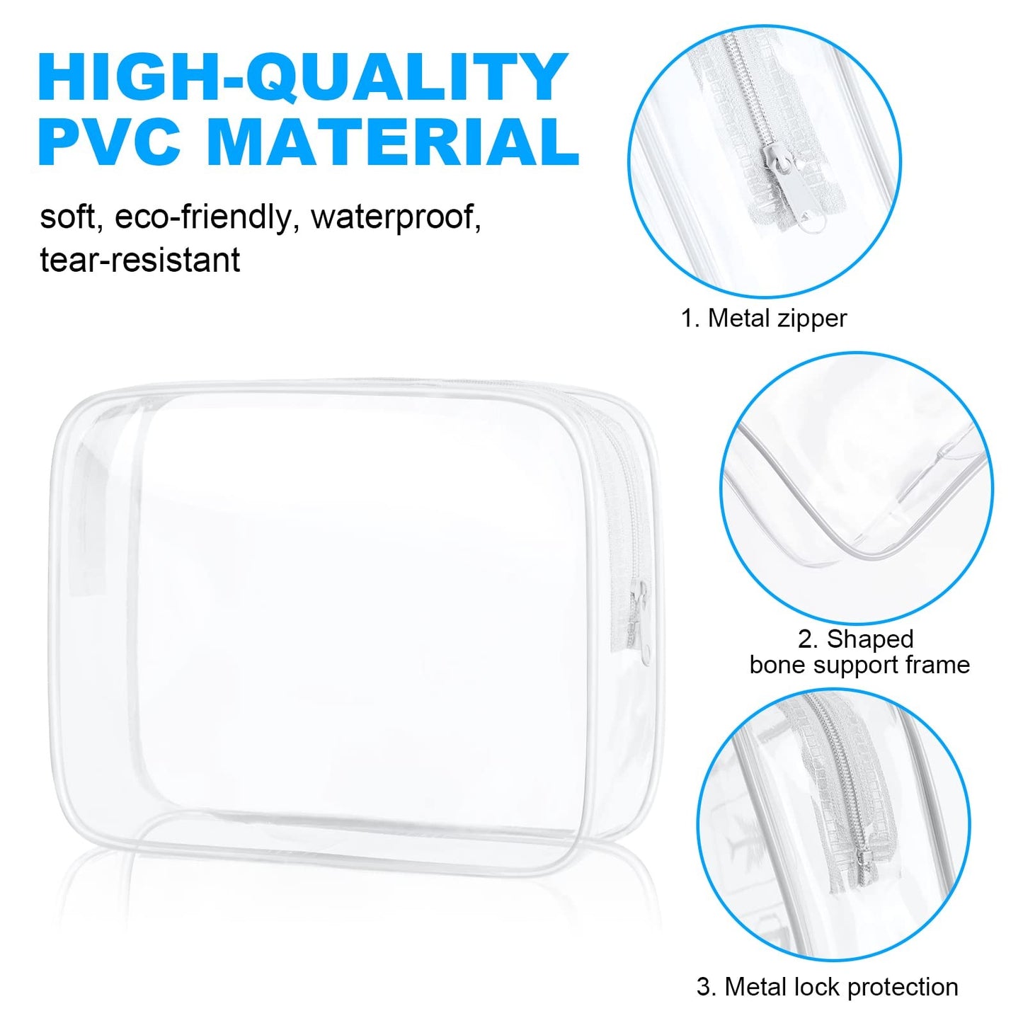 Aucuu Clear Toiletries Bag, 4 Pack PVC Waterproof Toiletries