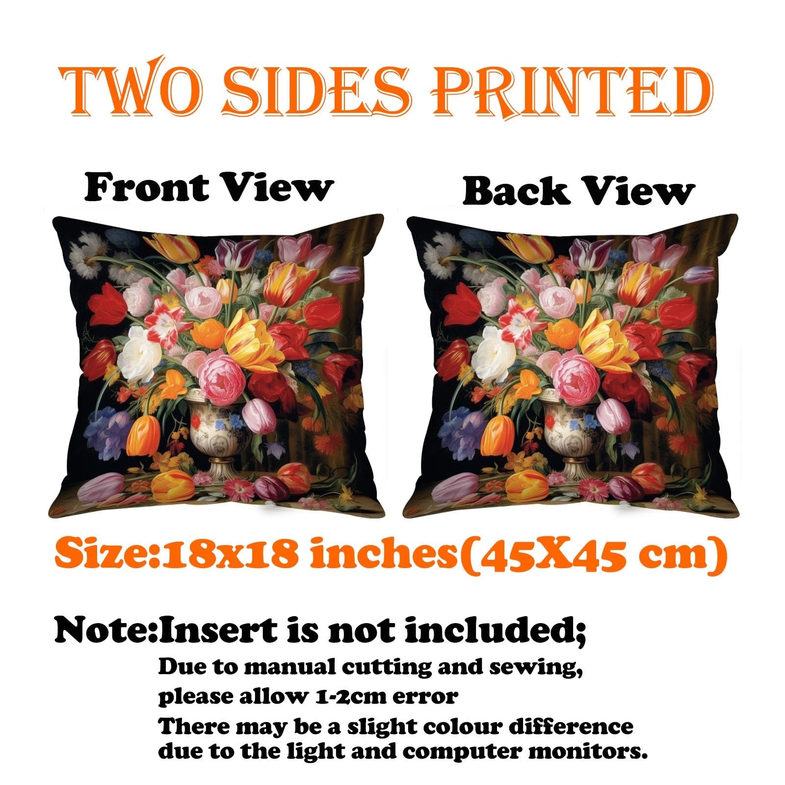 Tucocoo Decorative Cushion Covers with Tulip Vase 45 x 45 cm