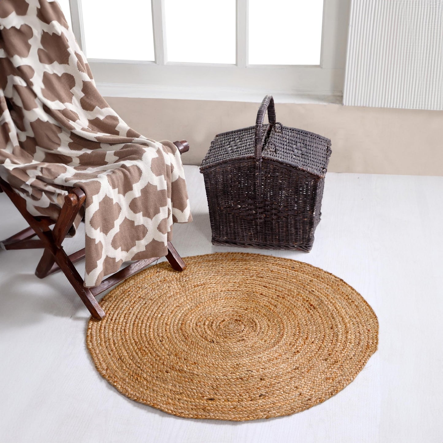 DHAKA Jute Area Rug 100% Natural Fiber Hand Woven Ethical Trade Eco-Friendly