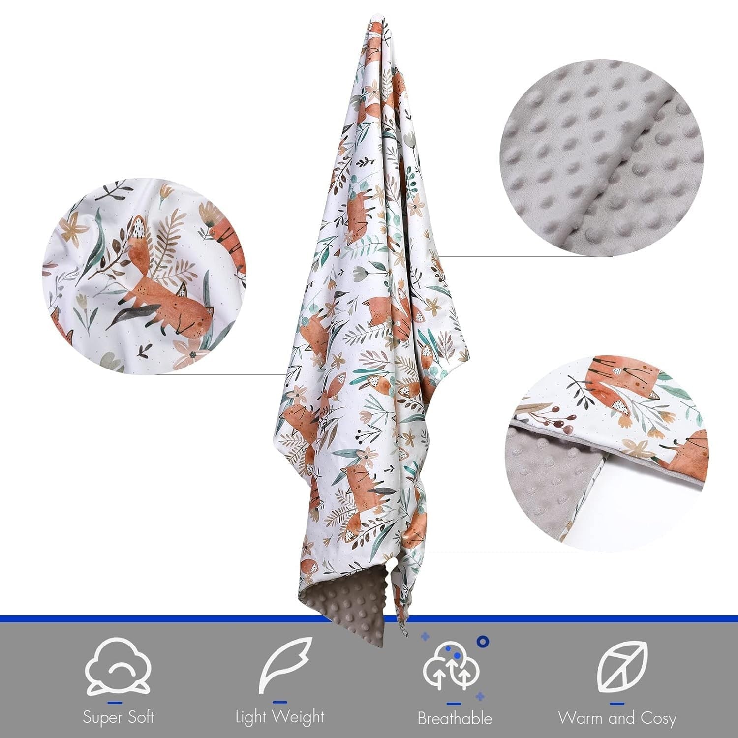 DRESHOW Kids Baby Blankets 75x100cm Organic Cotton