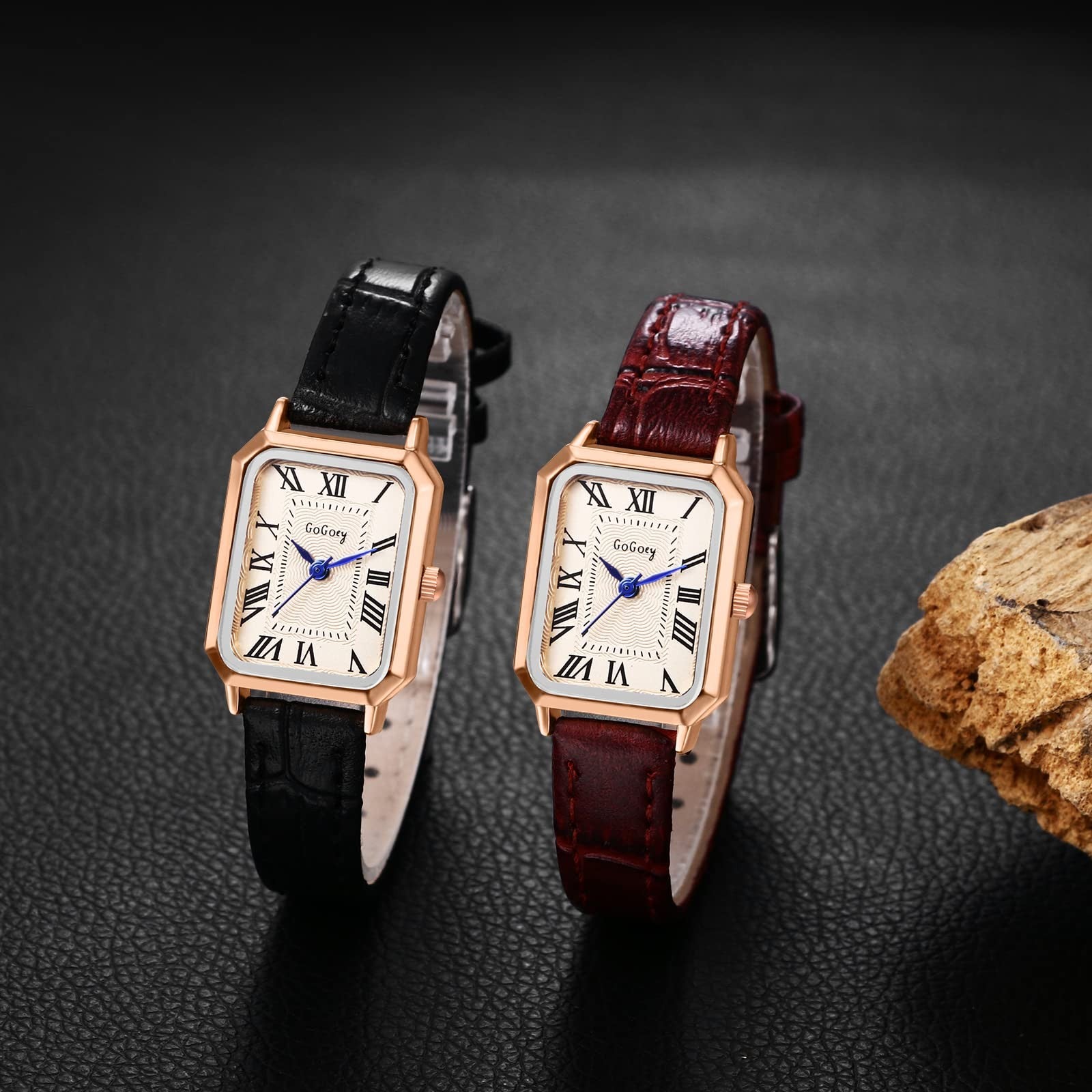 Avaner Women's Square Watch, Leather Strap Quartz
