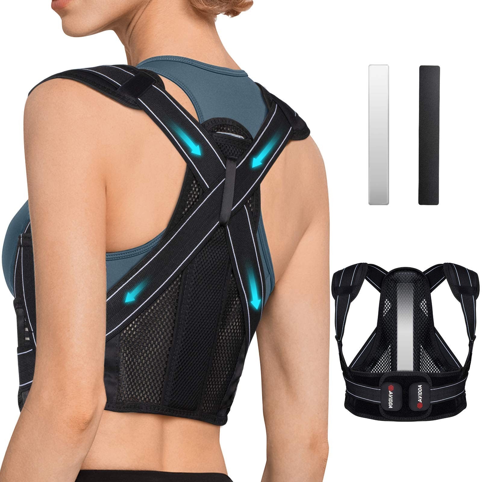 Posture Corrector for Men Women, Back Brace with Replaceable Support Plate
