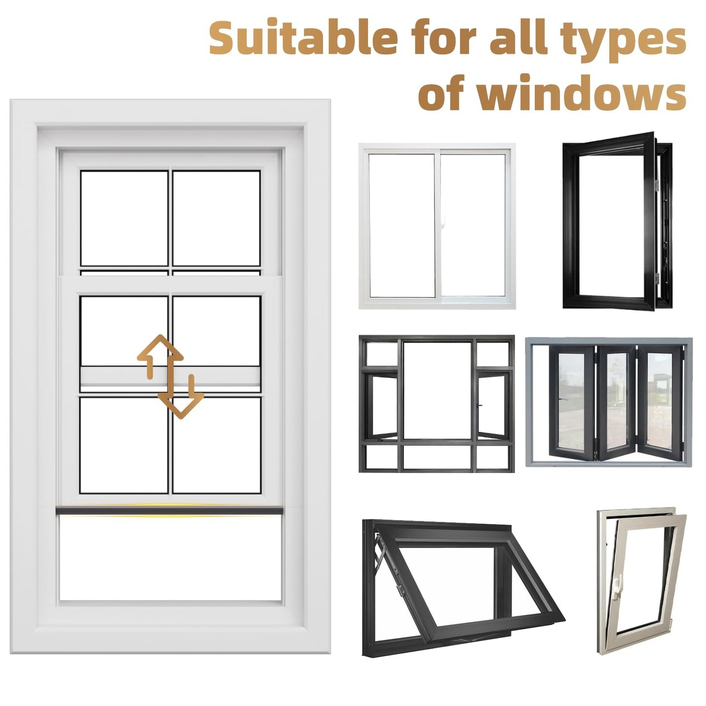 Esufeir 2Pack Wedge Draft Excluder Strips for Windows & Doors – Black 196 inches