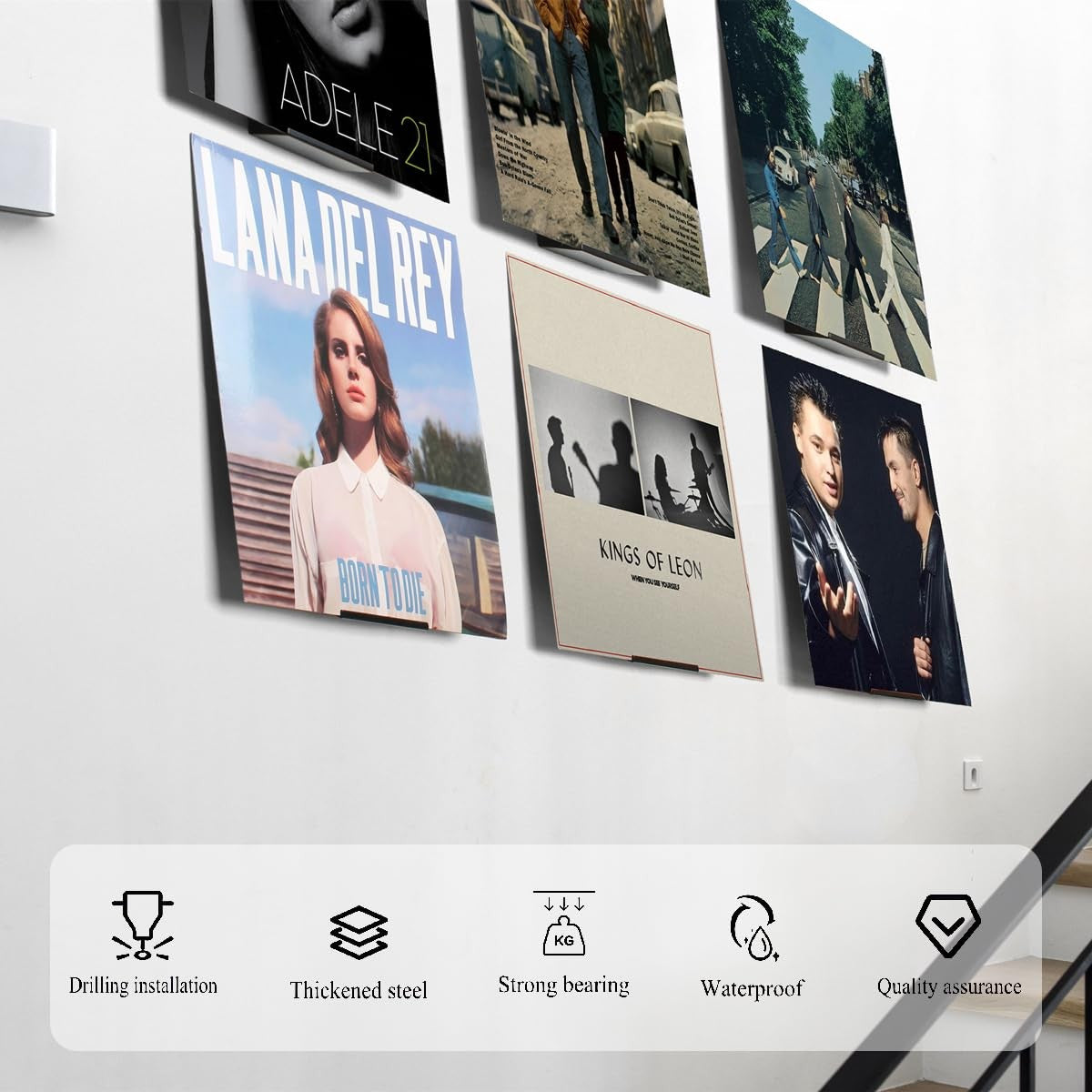 Vinyl Wall Mount 6 Pack Black Metal Vinyl Holder Wall display Shelf Record BiJun