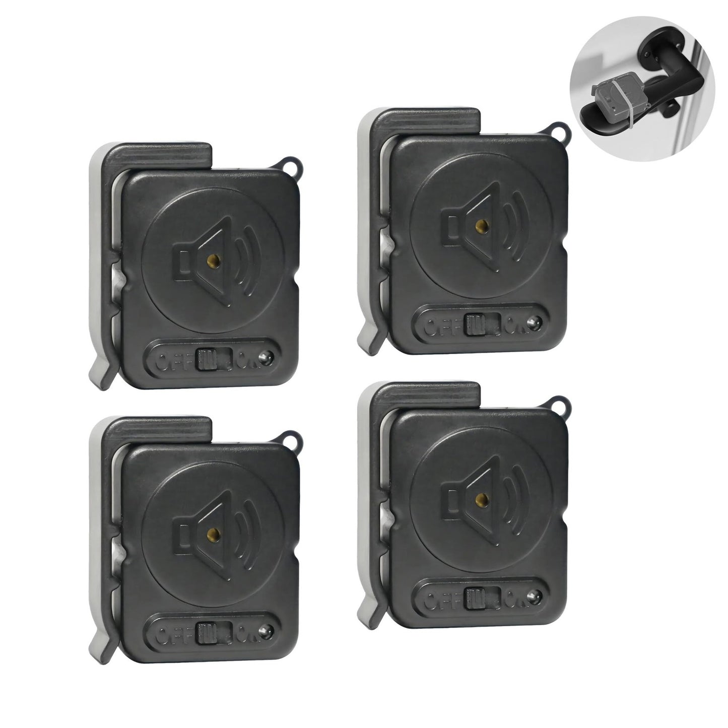 Door Knob Alarm 4 Pack 120dB Vibration Sensor Alert – Black