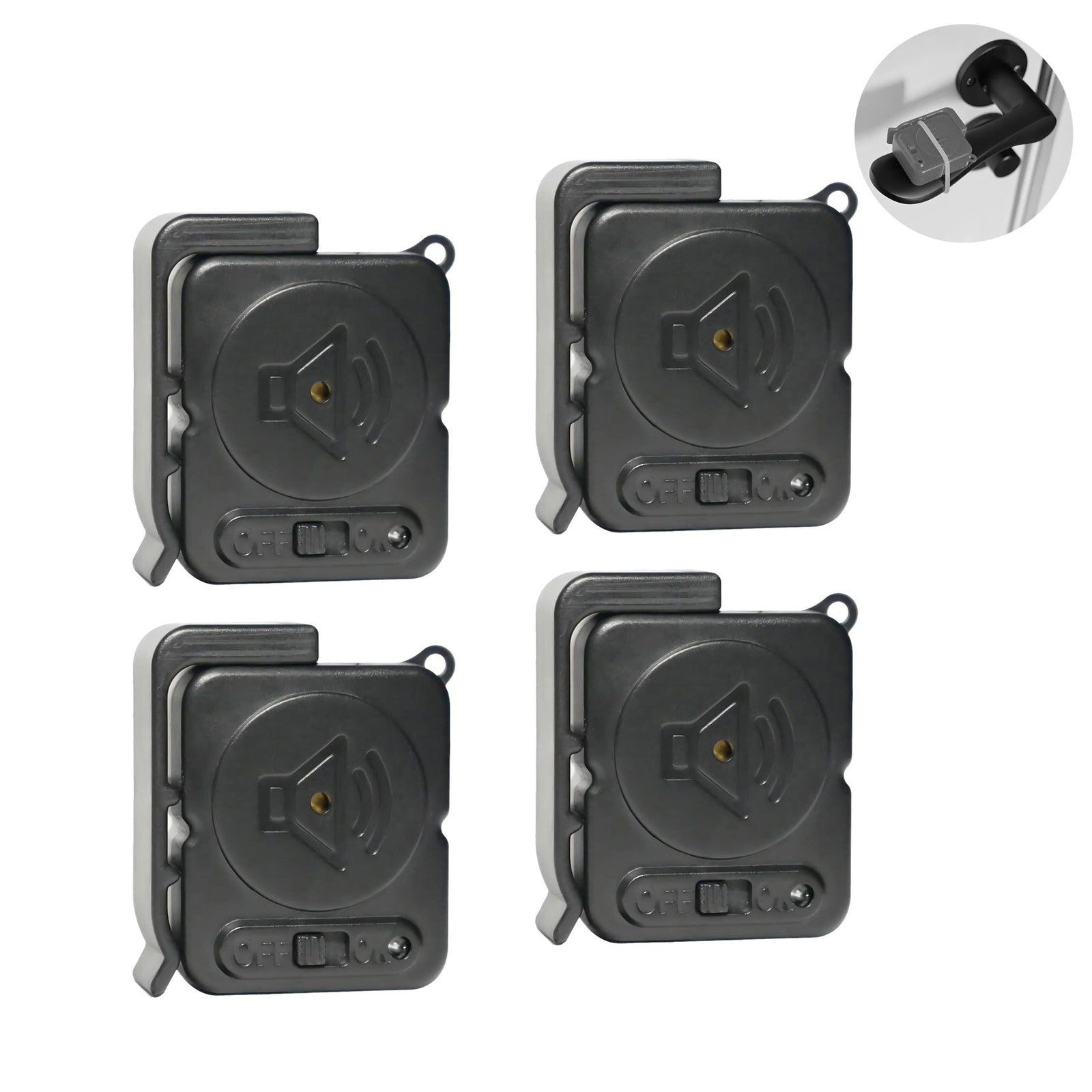 Door Knob Alarm 4 Pack 120dB Vibration Sensor Alert – Black