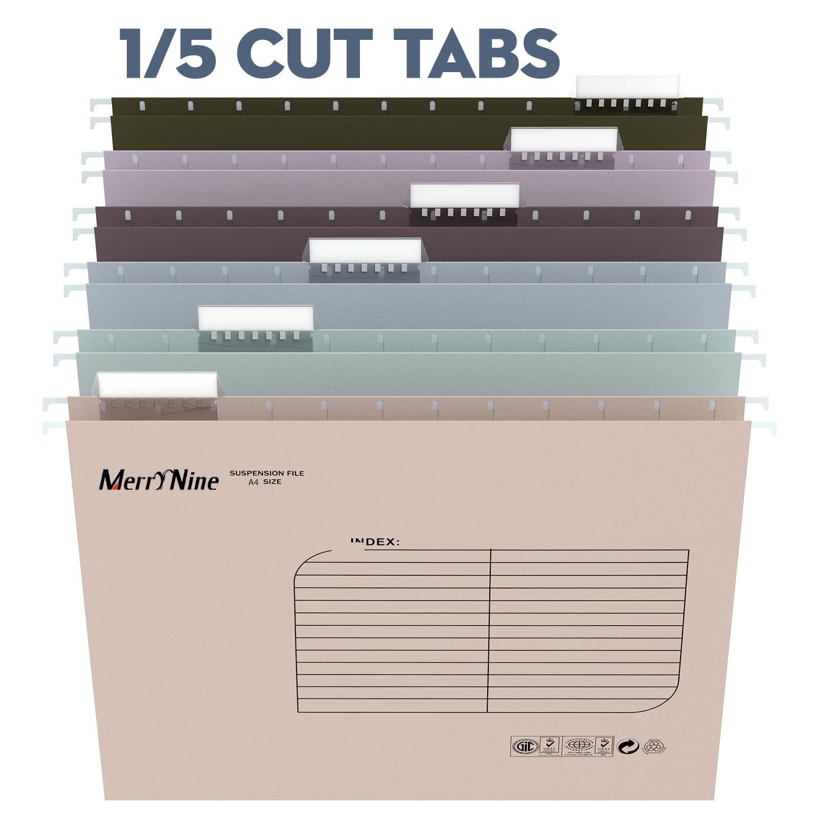 A4 Suspension Files, 24PCS Filing Cabinet Files with Tabs and Card Inserts