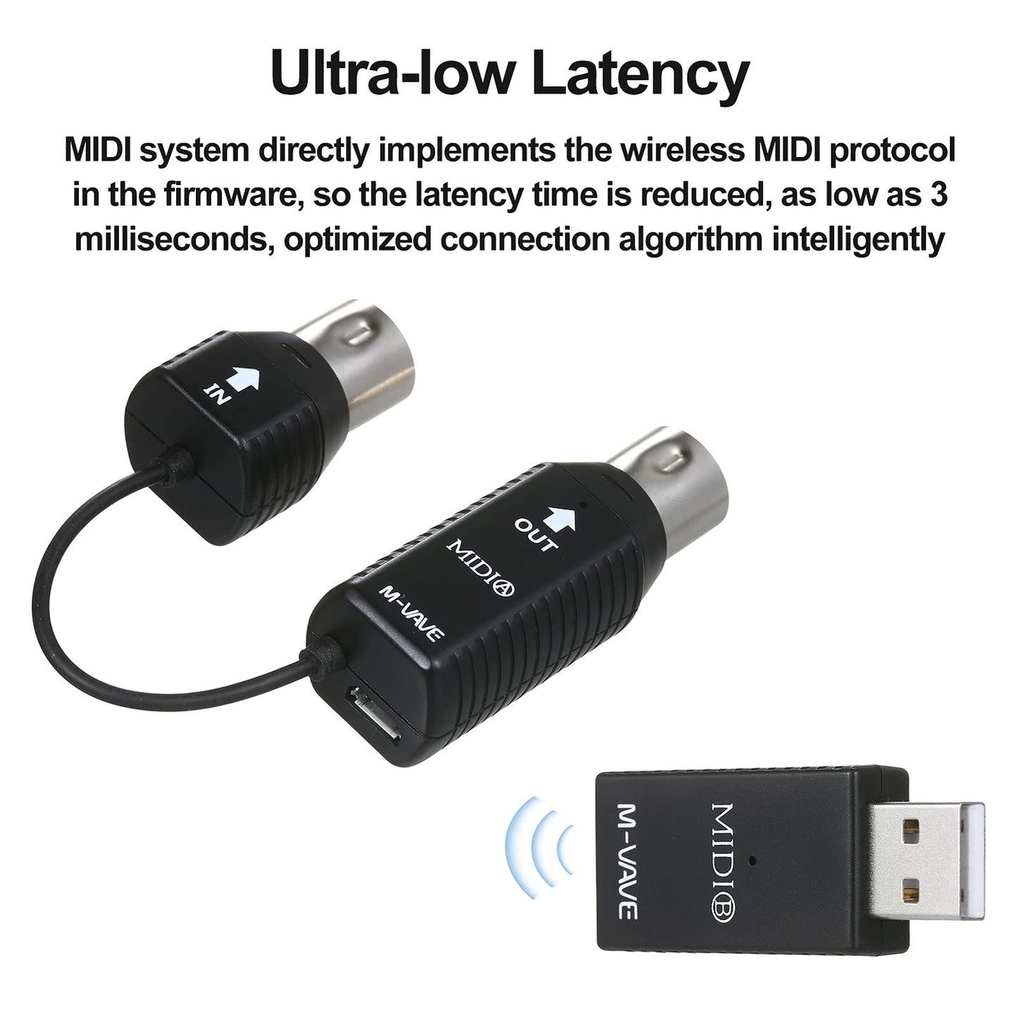 SHUAIGUO MS1 Mini Wireless MIDI Transmission System Adapter – Black