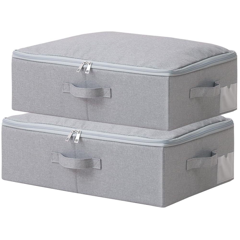 Amonsen Pack of 2, Slim Folding Storage Boxes with Soft Lid