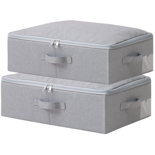 Amonsen Pack of 2, Slim Folding Storage Boxes with Soft Lid