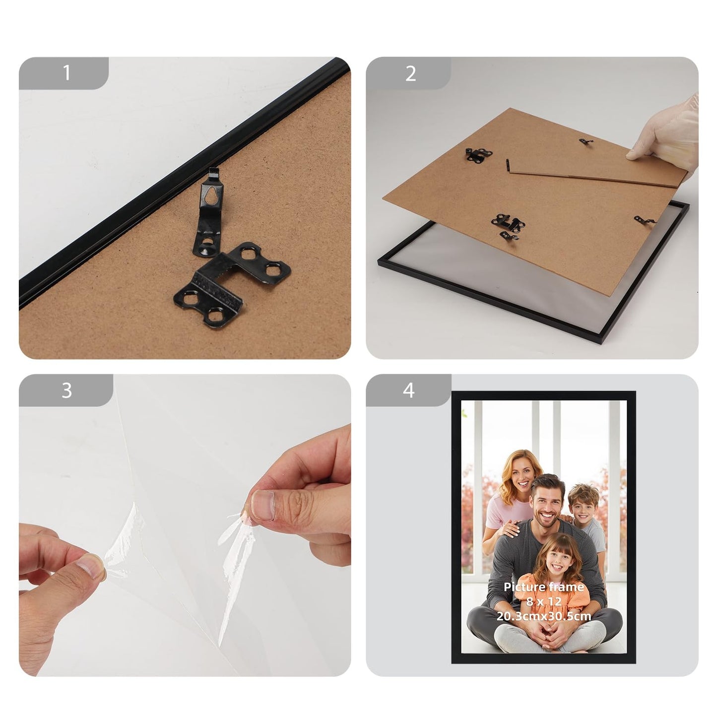 Photo Frame Pack of 3 8x12in Black – Wall or Tabletop