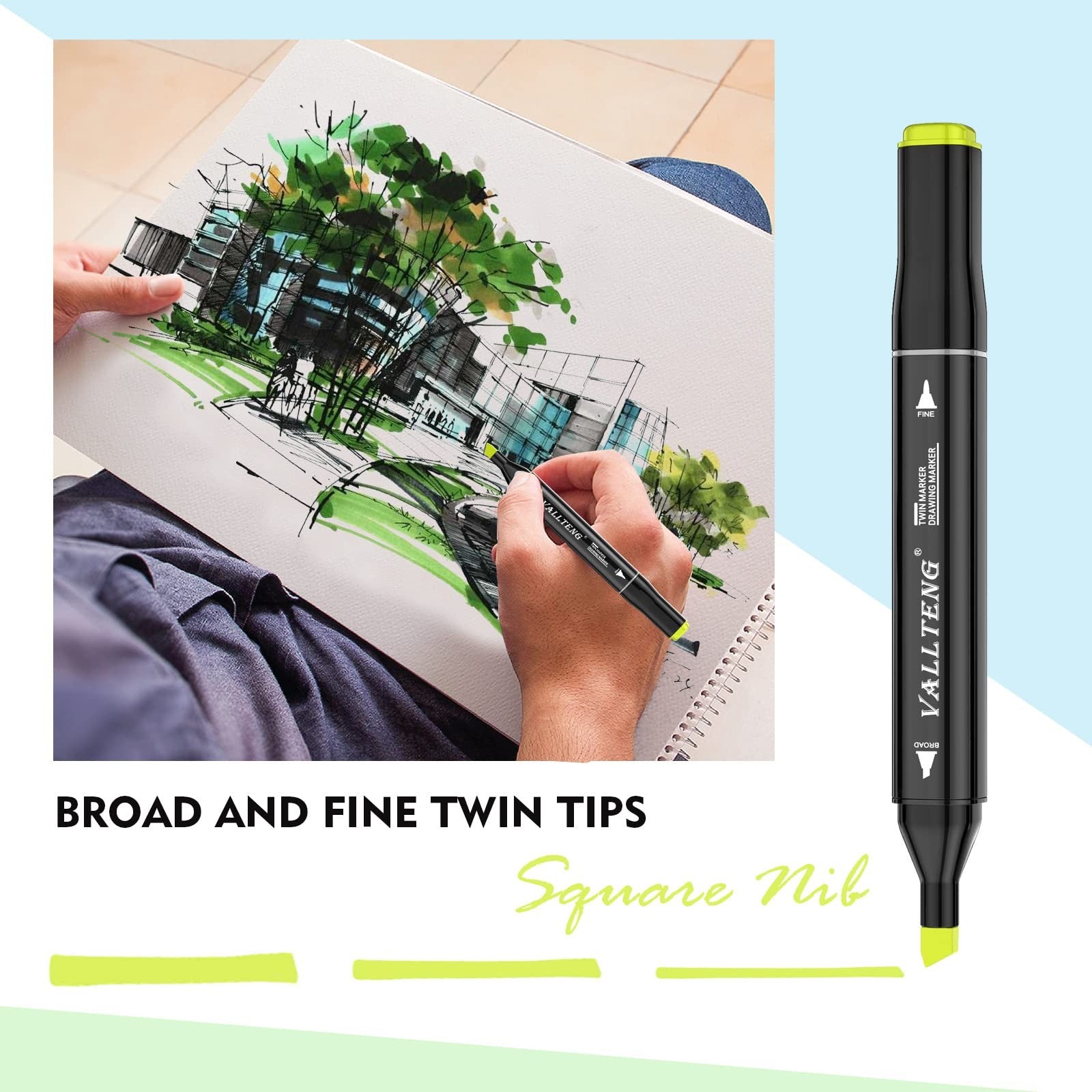 40 Colors Graphic Marker Pen Art Sketch Twin Marker Pen Permanent Graffiti Color