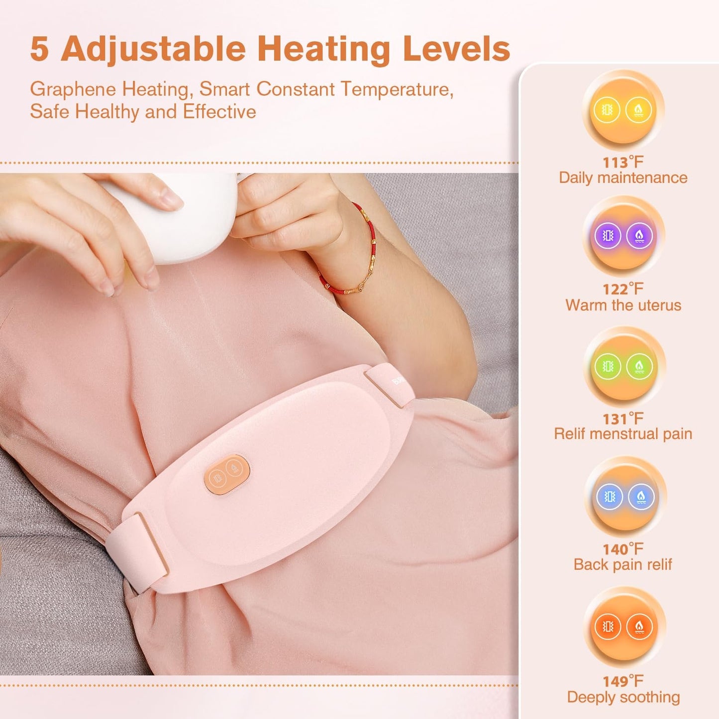 Rechargeable Menstrual Heating Pad Portable Pain Relief Heat Belt Cordless Elec