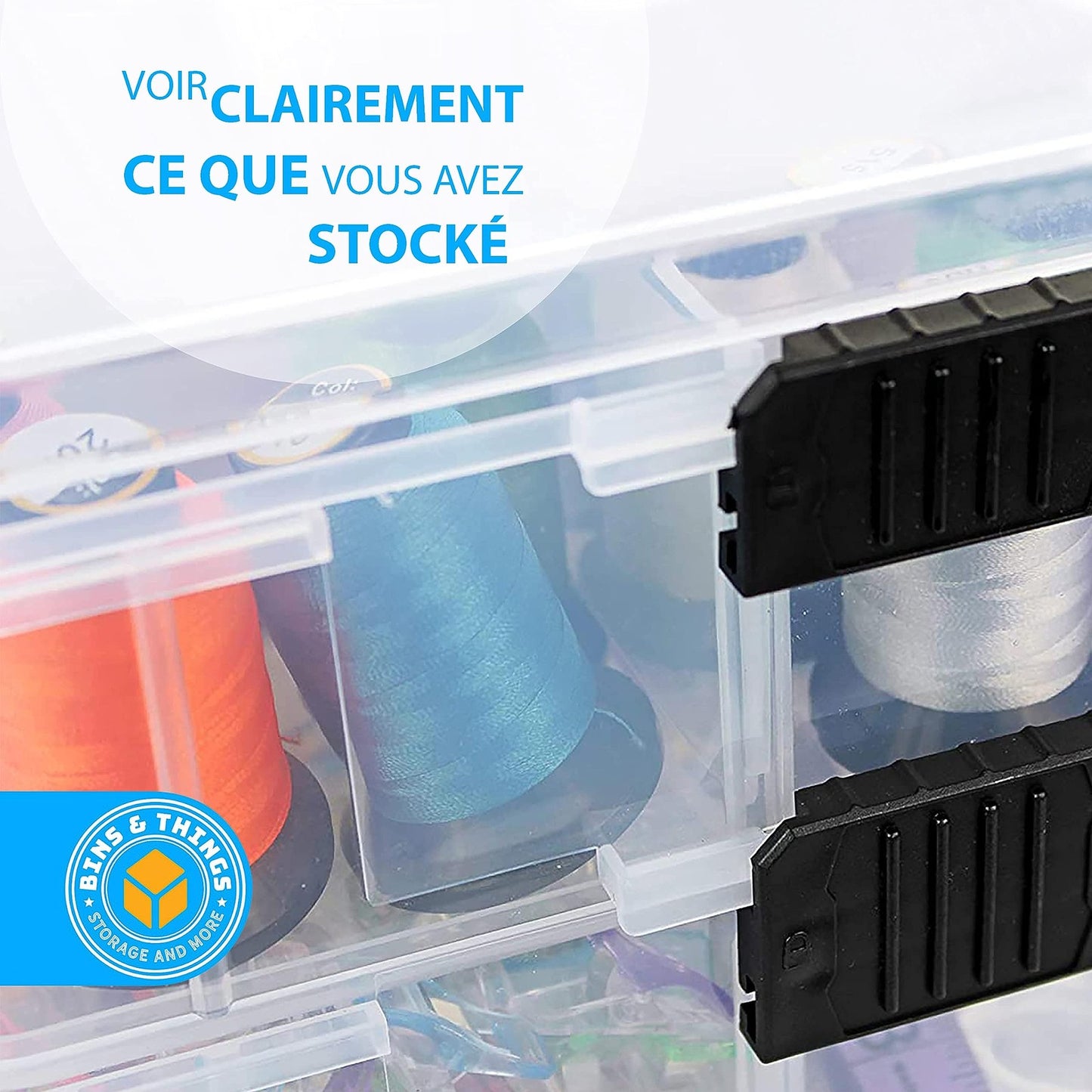 Bins & Things Stackable Storage Container with 18 Adjustable Compartments