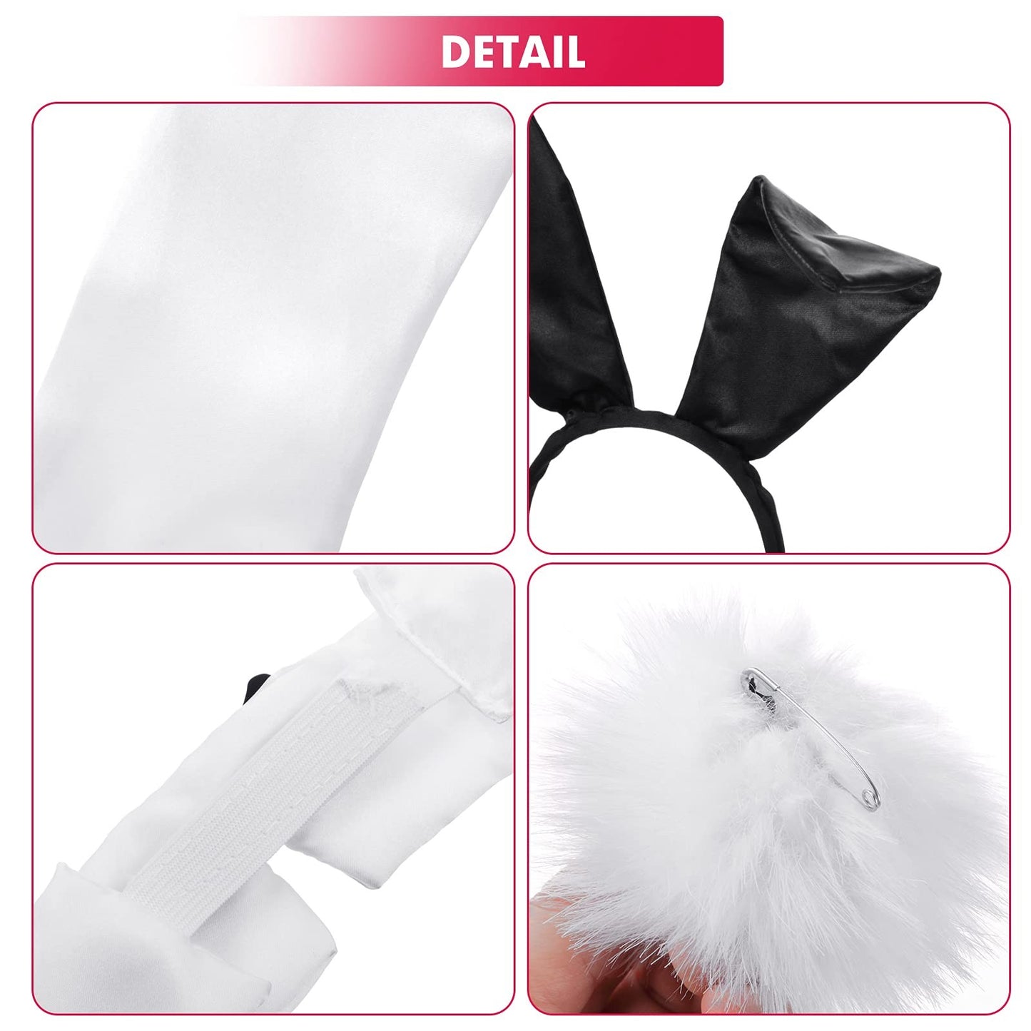 Women's Bunny Costume Set Rabbit Ears Headband & Tutu Skirt – Black