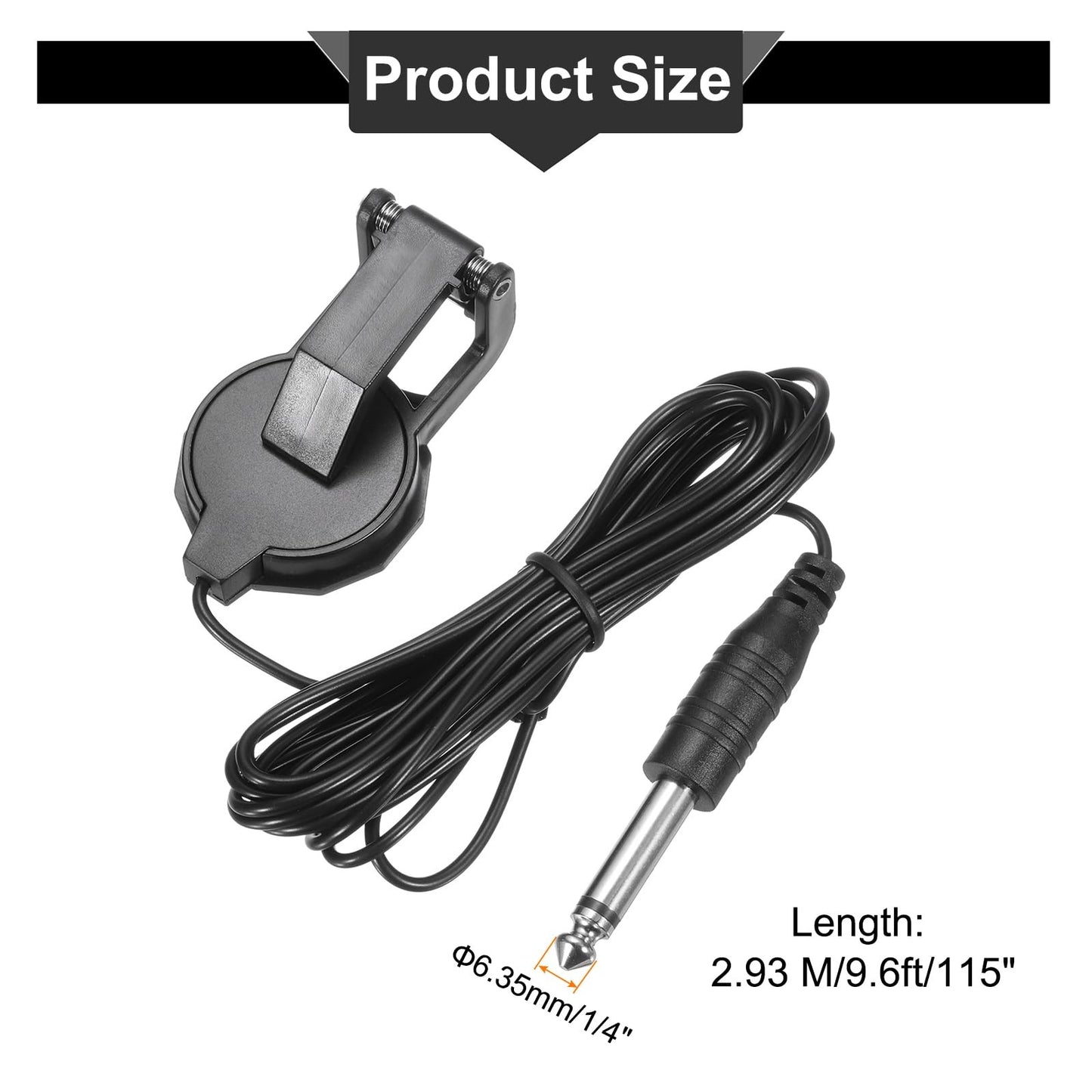 Clip-On Guitar Pickup Microphone for Acoustic Guitar, Ukulele, Violin – Black