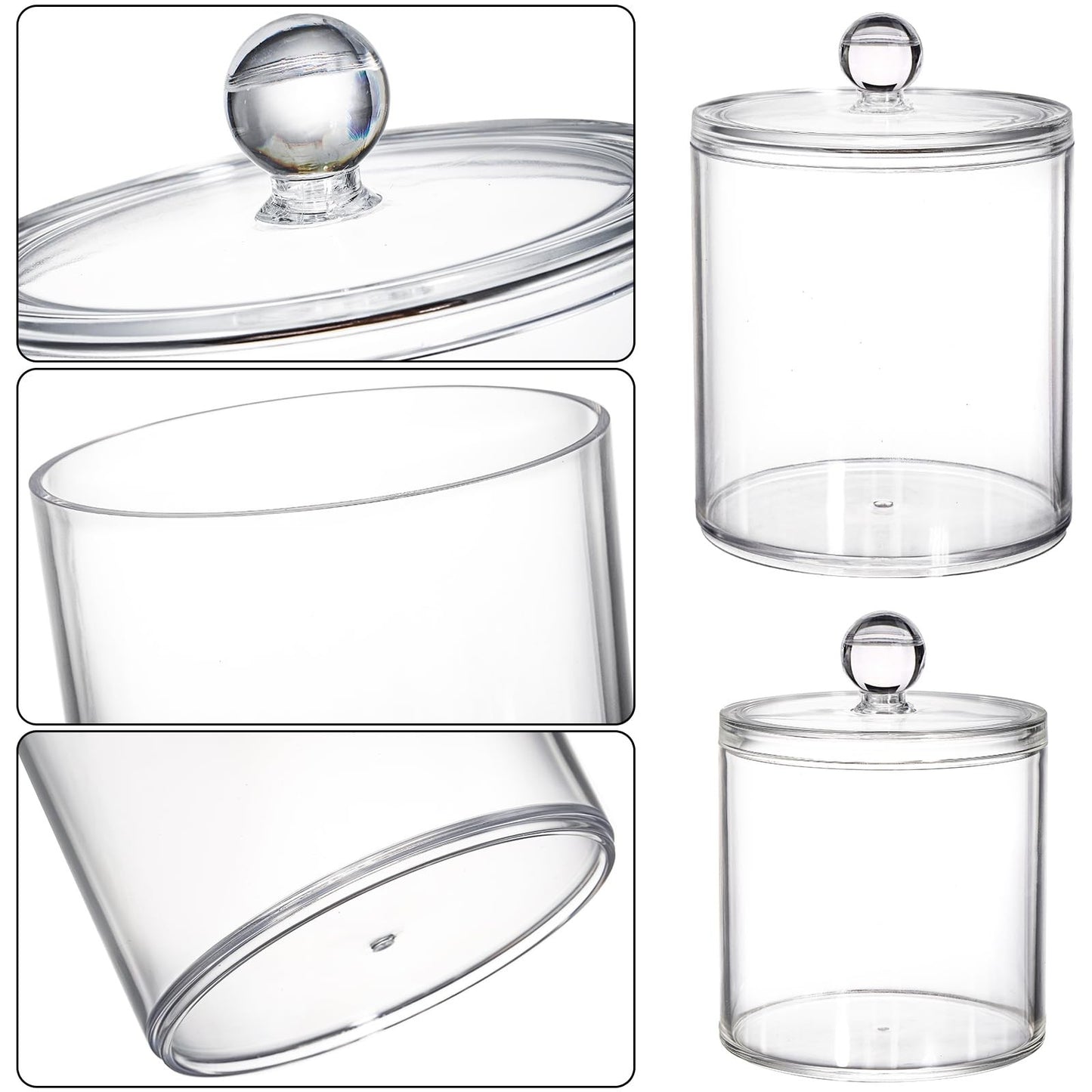5PCS Acrylic Cotton Pad Holder with Lid 8/18/28 Oz