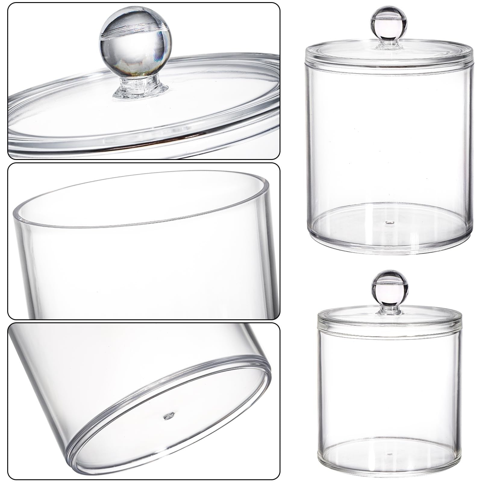5PCS Acrylic Cotton Pad Holder with Lid 8/18/28 Oz