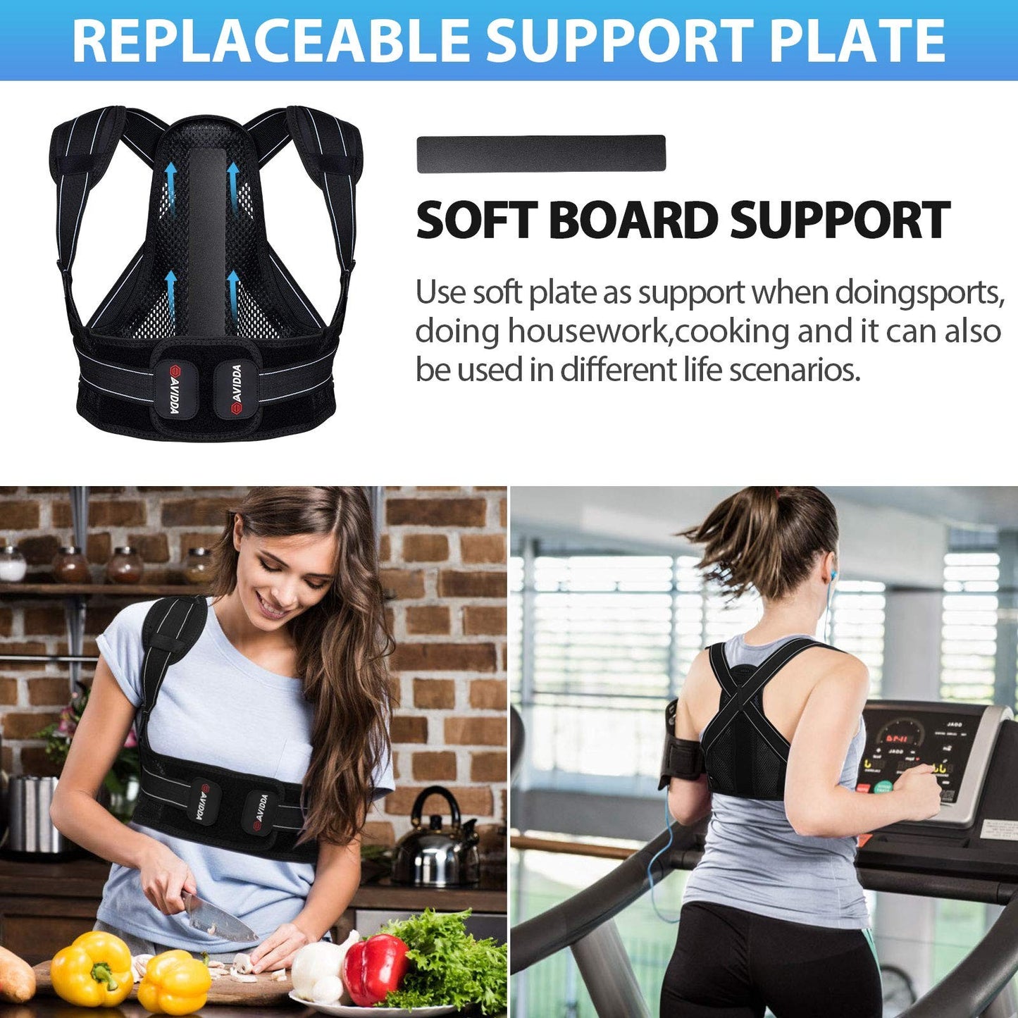Posture Corrector for Men Women, Back Brace with Replaceable Support Plate
