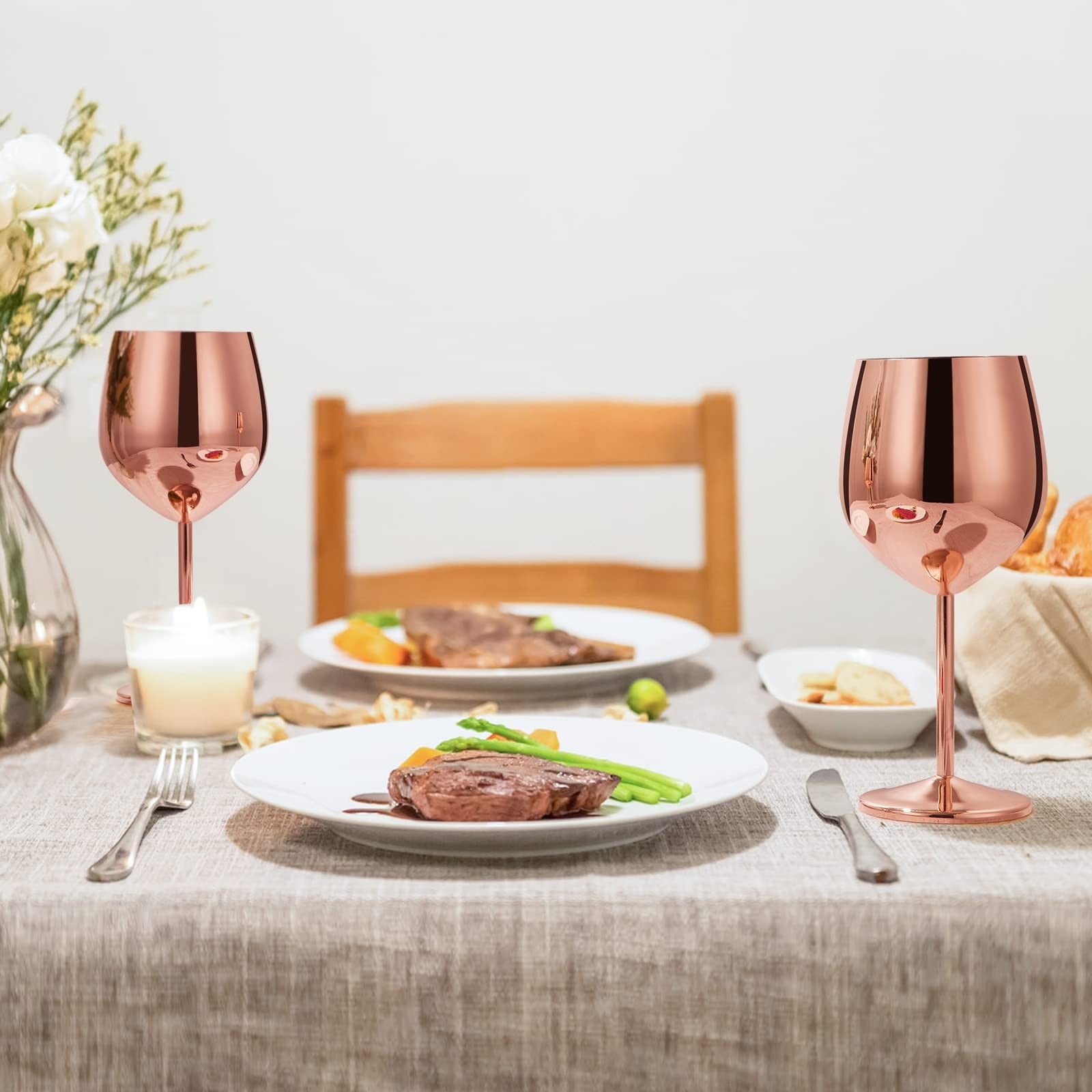 18oz 550ml Stainless Steel Wine 2 Glasses Unbreakable Goblets for Travel Camping