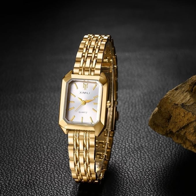 Women's Square Analog Quartz Bracelet Watch Stainless Steel Strap – Gold