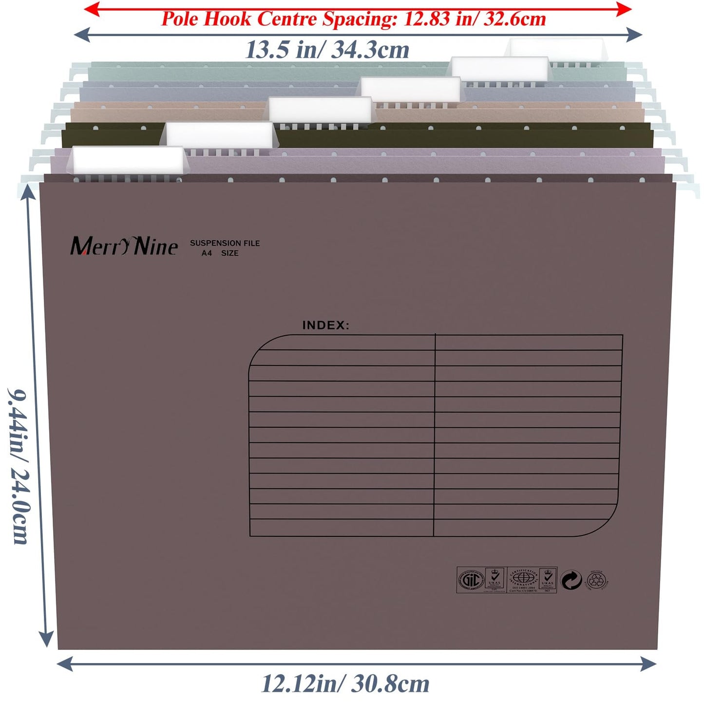 A4 Suspension Files, 24PCS Filing Cabinet Files with Tabs and Card Inserts