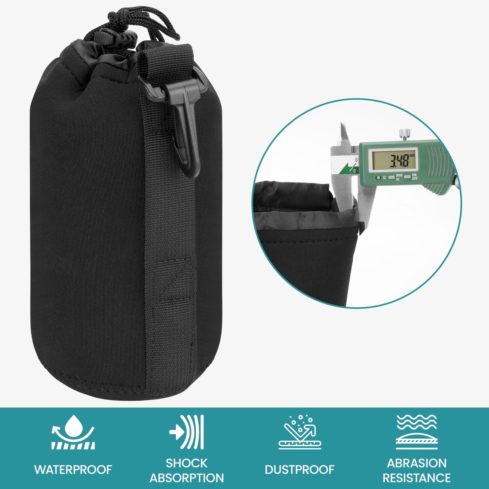 BELLE VOUS 4 Pack of Black Protective Camera Lens Pouch Bags