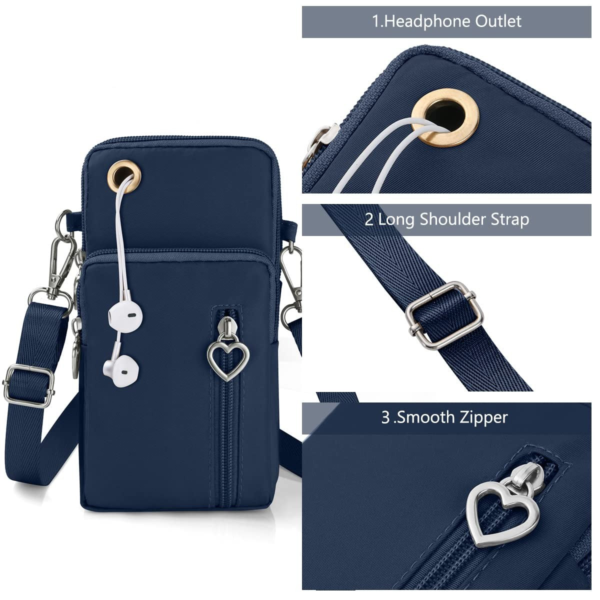 Aucuu Crossbody Phone Bag, Nylon Mini Crossbody Shoulder