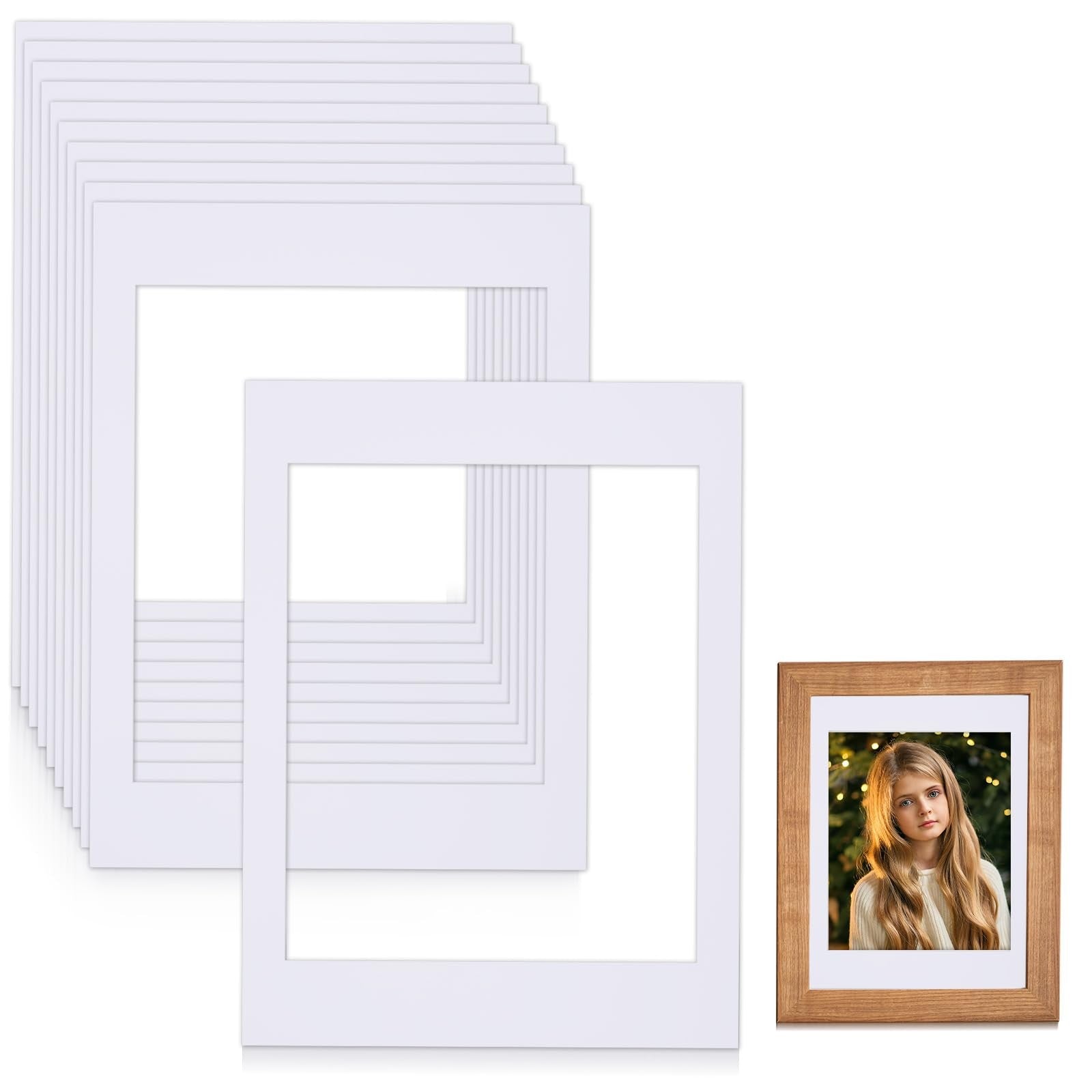 30x40cm Picture Mounts Acid-Free for 25x30cm Frames, 10-Pack White Photo Mounts