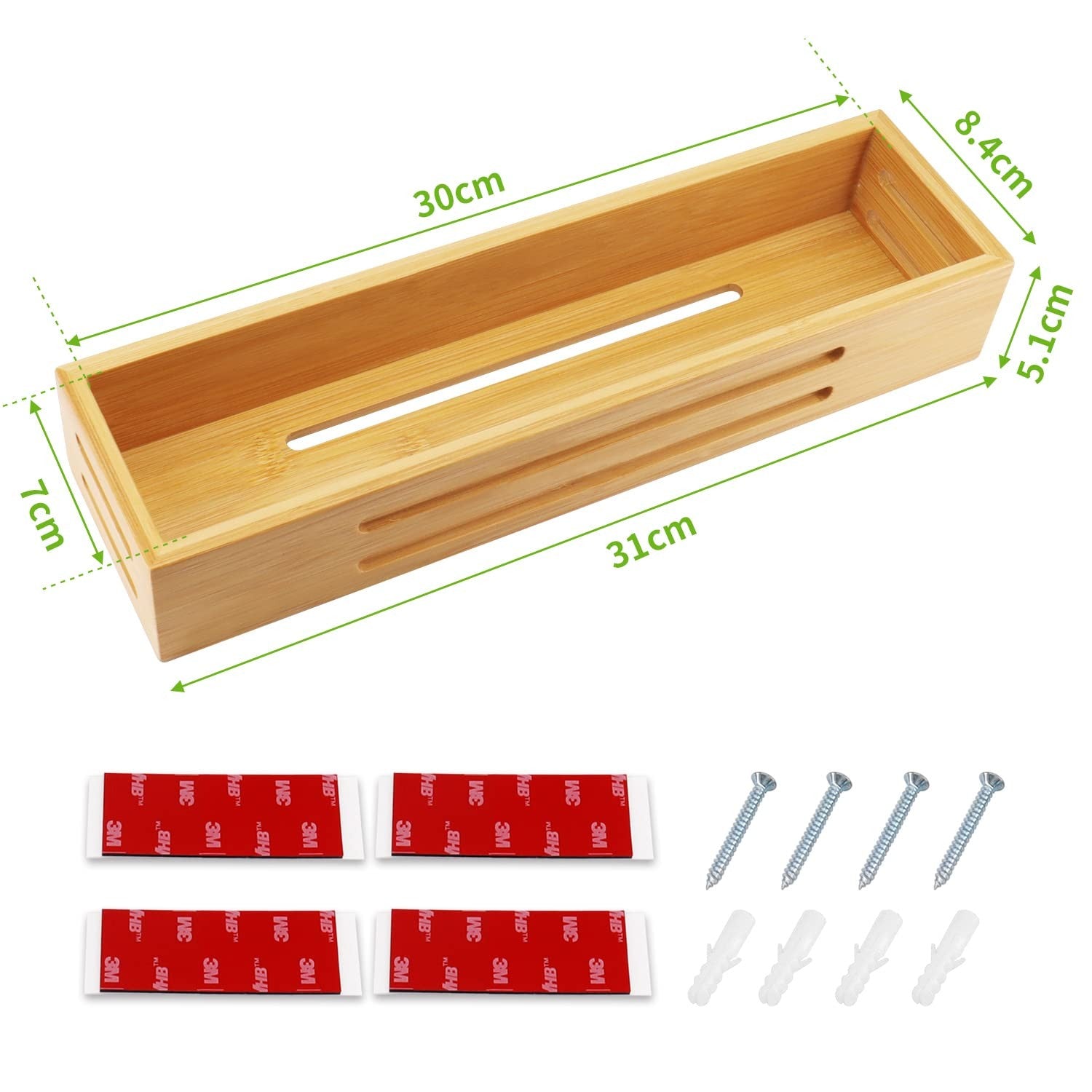 Bamboo Spice Rack Organiser without Self-Adhesive without Drilling - 2Packs