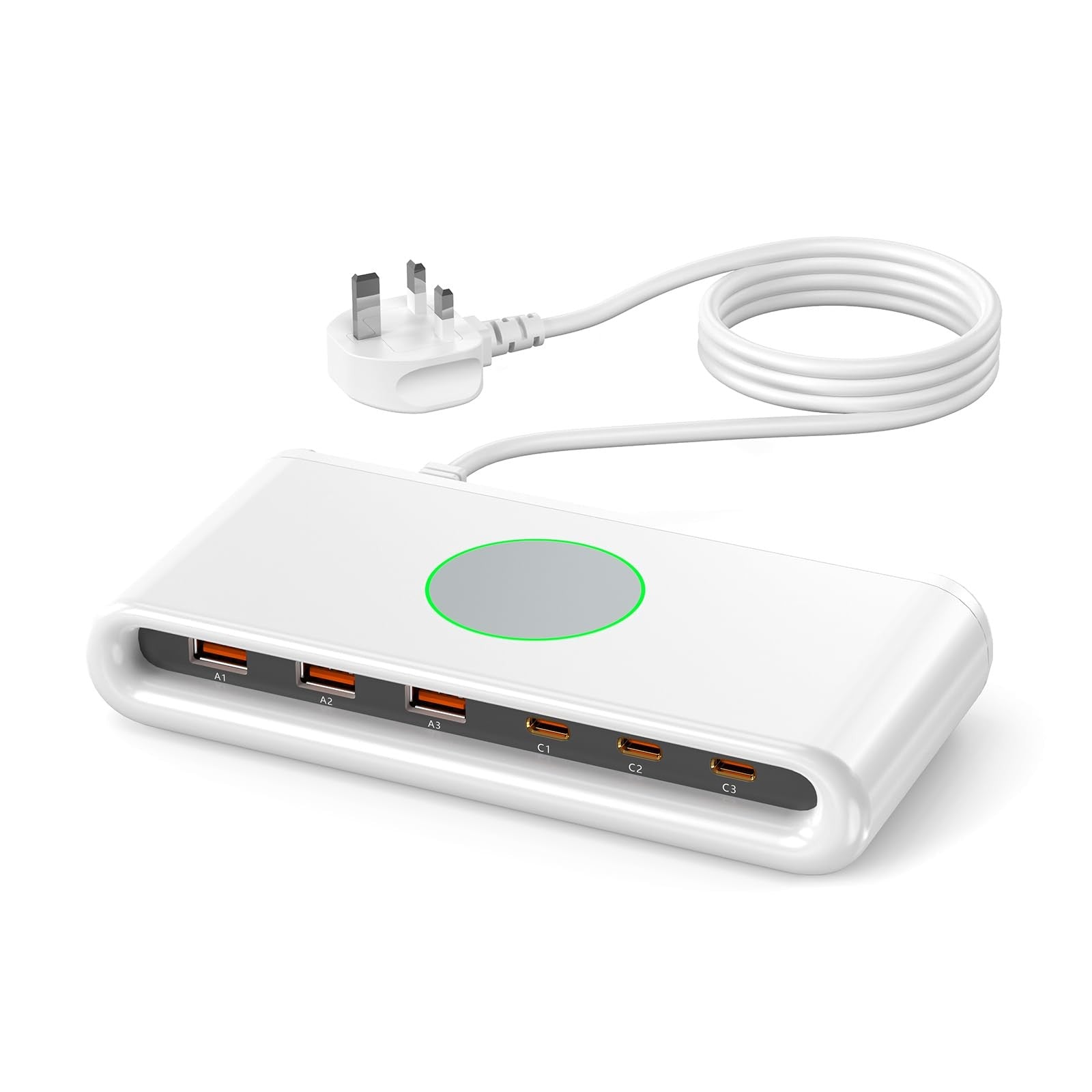LEENFAER 100W Charging Station,PD 65W Fast Laptop Charger USB C 6-Port