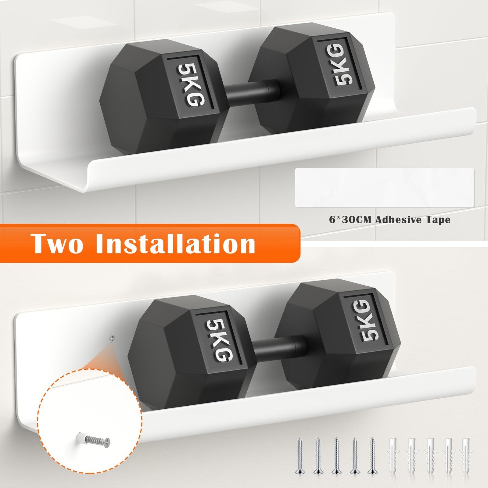White Floating Shelves Set of 2 Wall Mounted for Display  - WELDUN