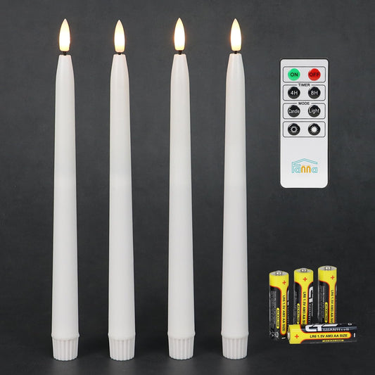 Fanna Flameless Taper Candles with Timer, Battery Operated Real Wax Finished