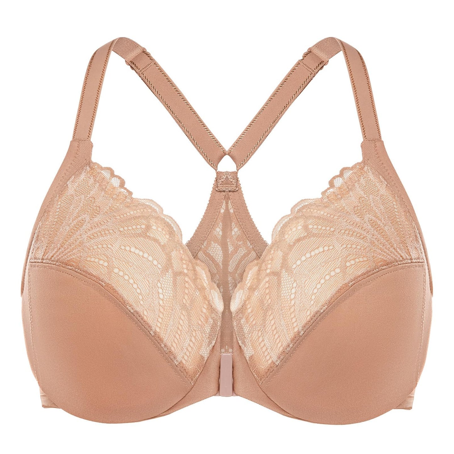 Women's Plus Size Stretch Lace Underwire Bras – Cappuccino 44E