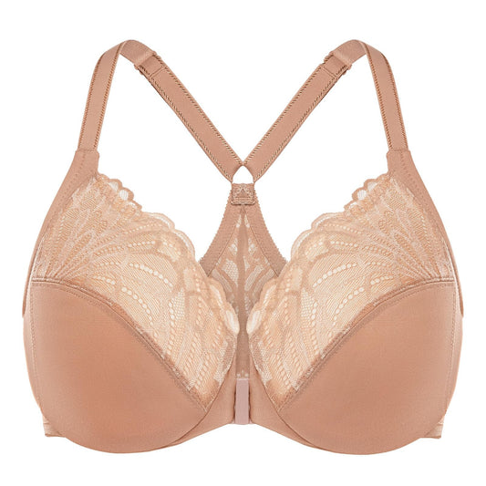 Women's Plus Size Stretch Lace Underwire Bras – Cappuccino 44E