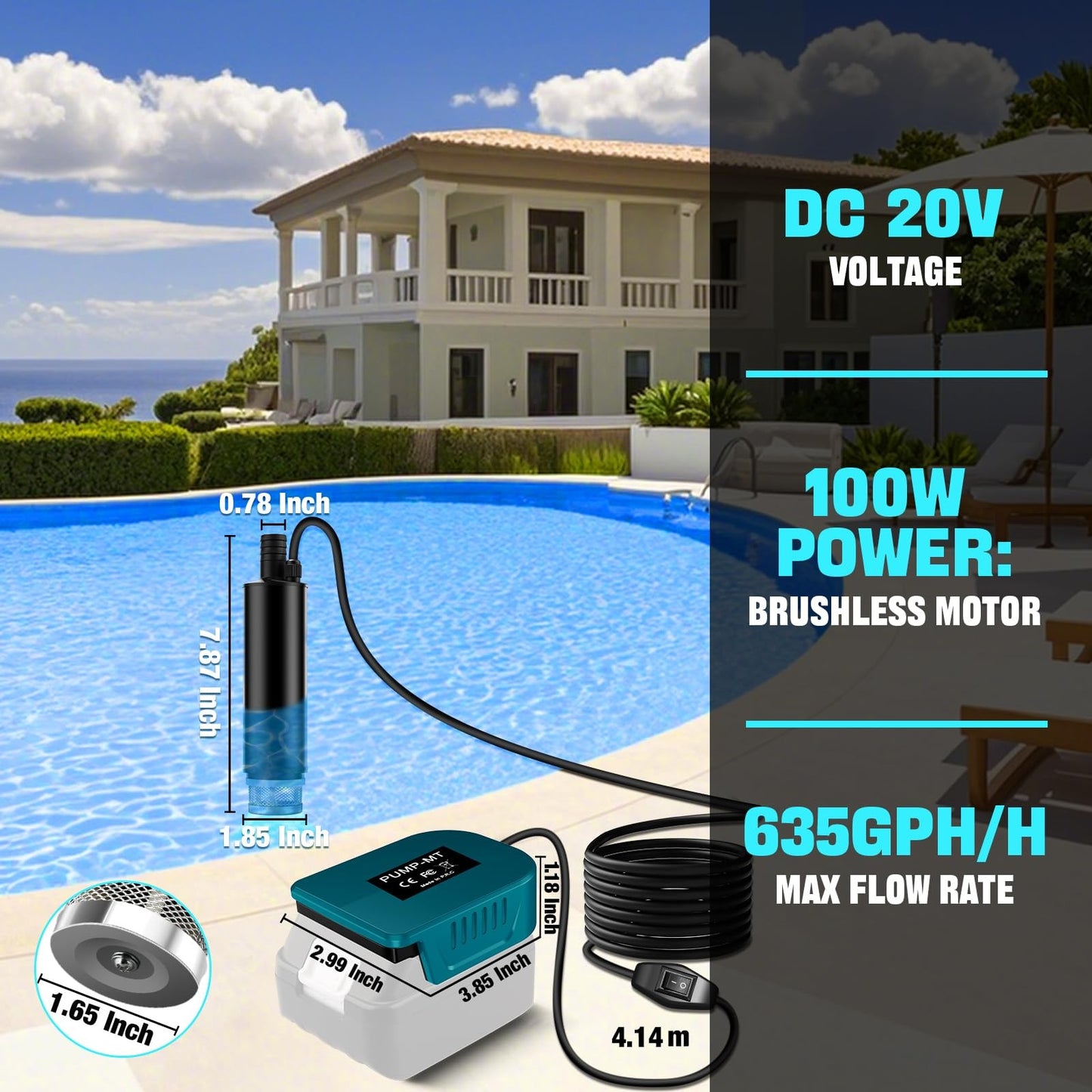 Makita 18V Submersible Water Pump 500GPH for Pool, Garden, Camping no Battery