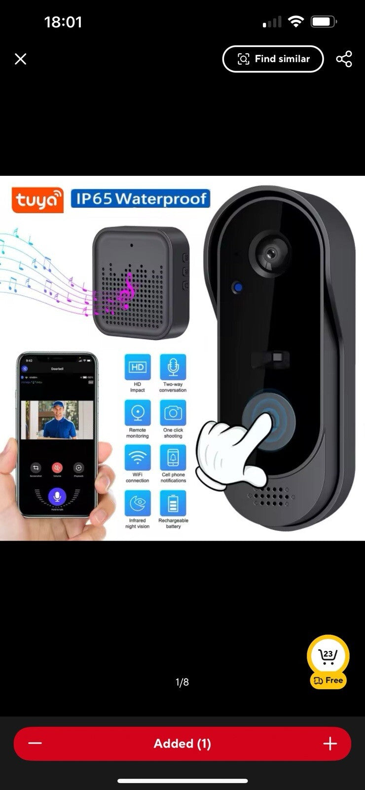 Tuya Doorbell With Camera Wireless Bundle Video Doorbell WIFI HD Outdoor 