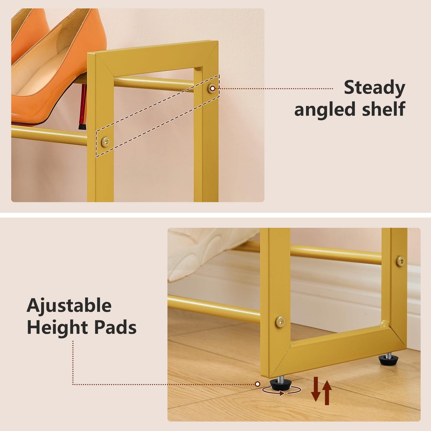 FAVOOSTY 2 Tier Shoe Rack Extendable Metal Storage Organizer