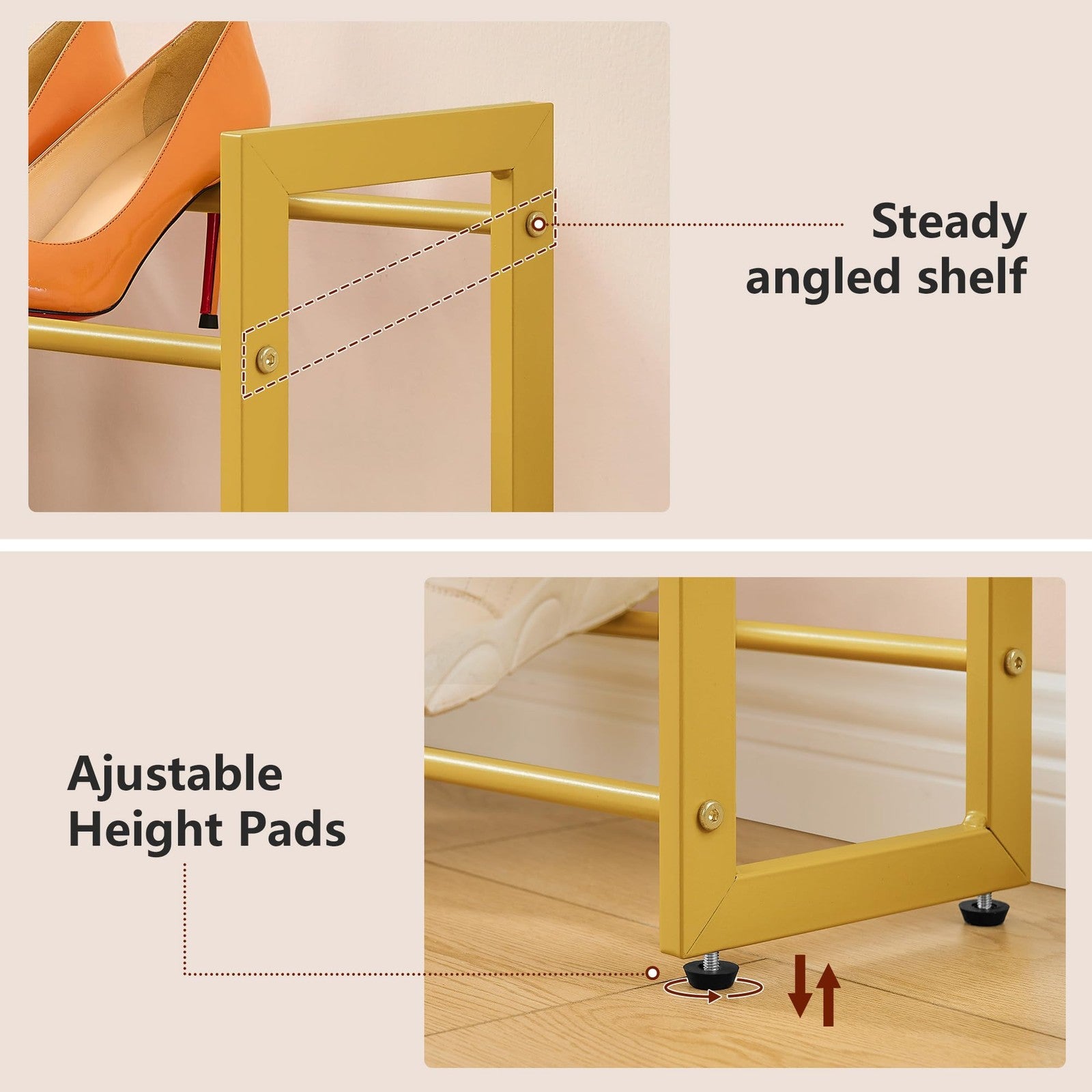 FAVOOSTY 2 Tier Shoe Rack Extendable Metal Storage Organizer