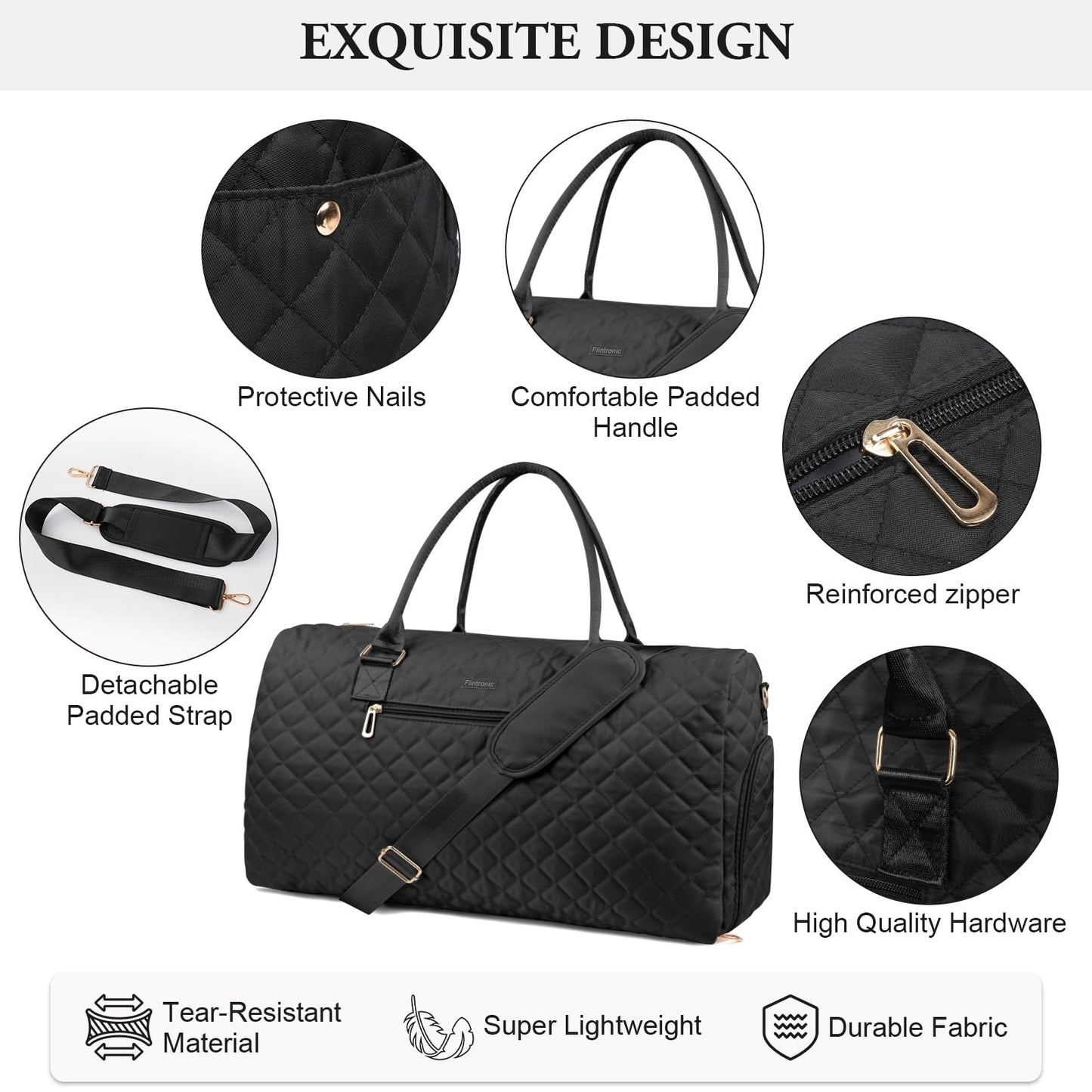 Travel Duffel Gym Bag Foldable Weekend Hand Luggage with Wet/Dry Separation