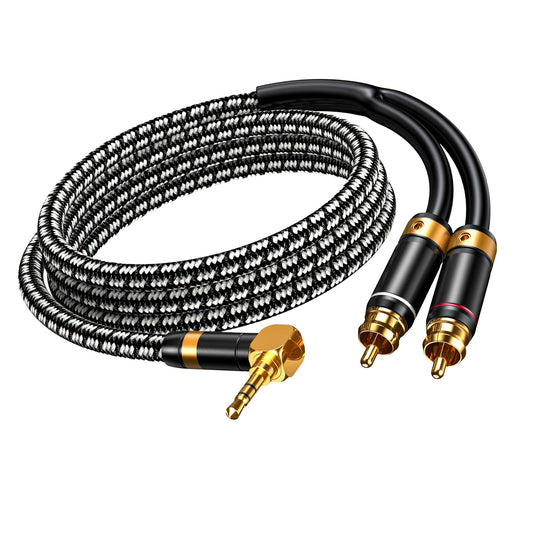 Audiophile 3.5mm male to 2 RCA male cable (Bend 3.5mm, 2m) - Primeda