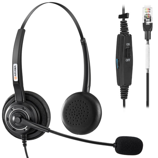 Arama RJ9 Telephone Headset with Microphone Noise Cancelling Office RJ9