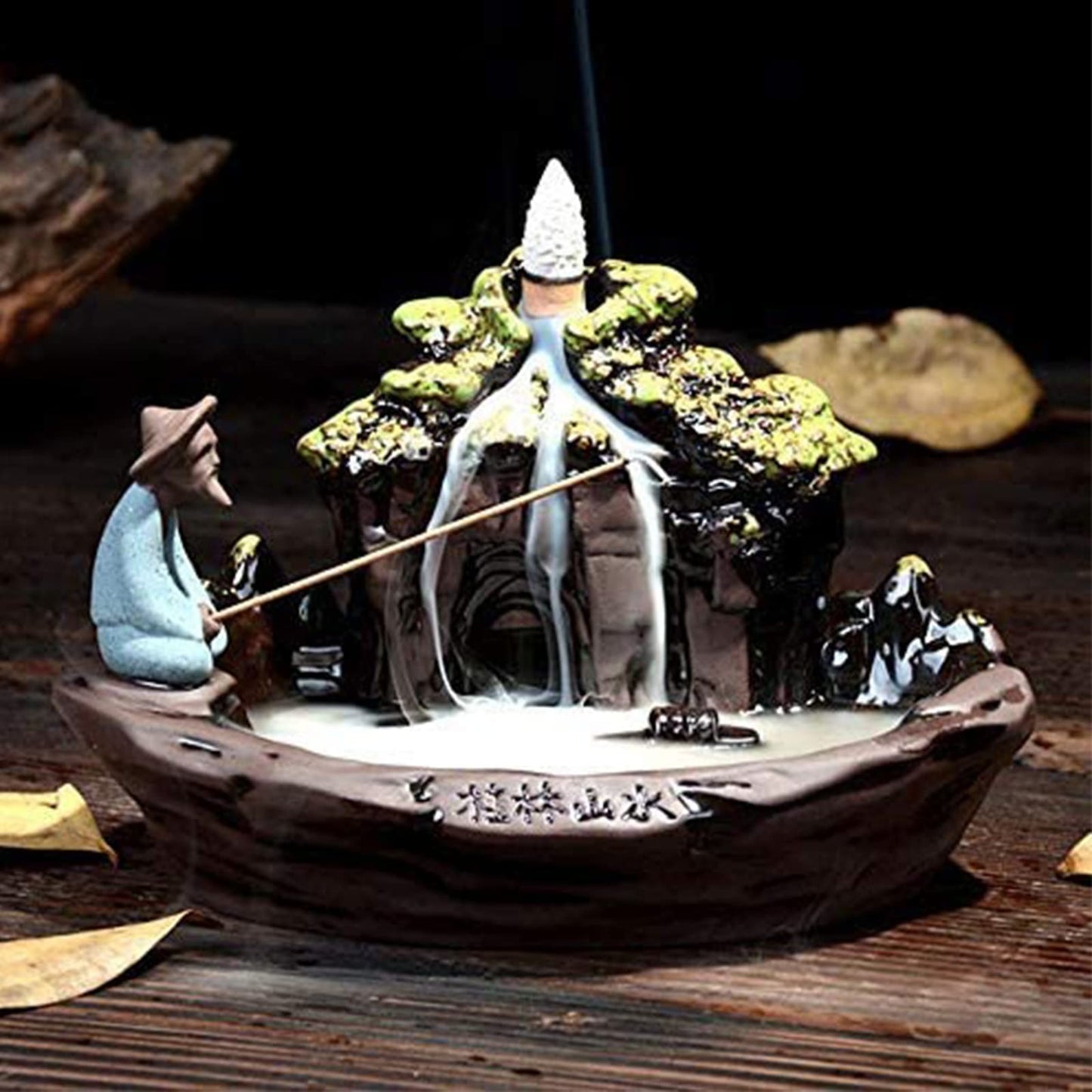 Guilin Landscape Backflow Incense Burner, Beautiful Scene Handmade Ceramic
