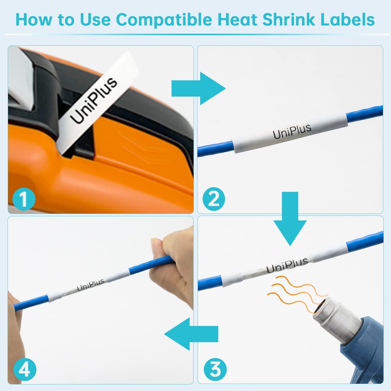 UniPlus 3X Compatible with Brother 5.8mm Heat Shrink Tube Label Tape Replacement