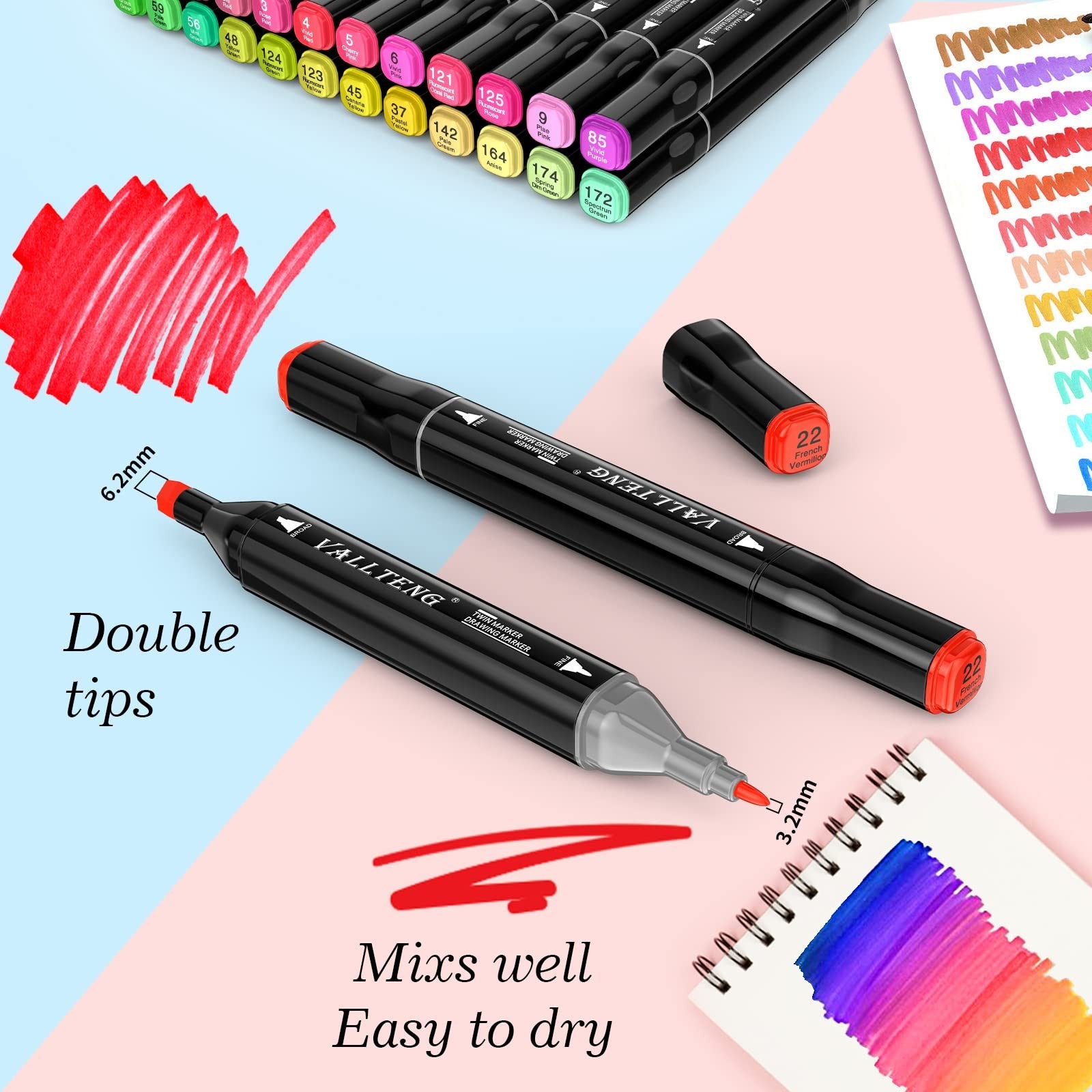 40 Colors Graphic Marker Pen Art Sketch Twin Marker Pen Permanent Graffiti Color