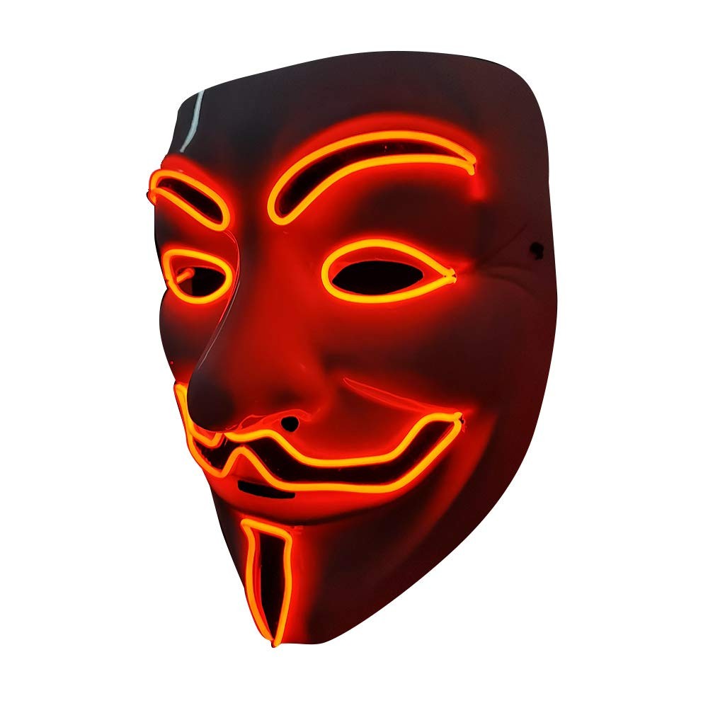 SOUTHSKY LED Mask V, Vendetta Mask EL Wire Light Up Christmas Halloween Cosplay