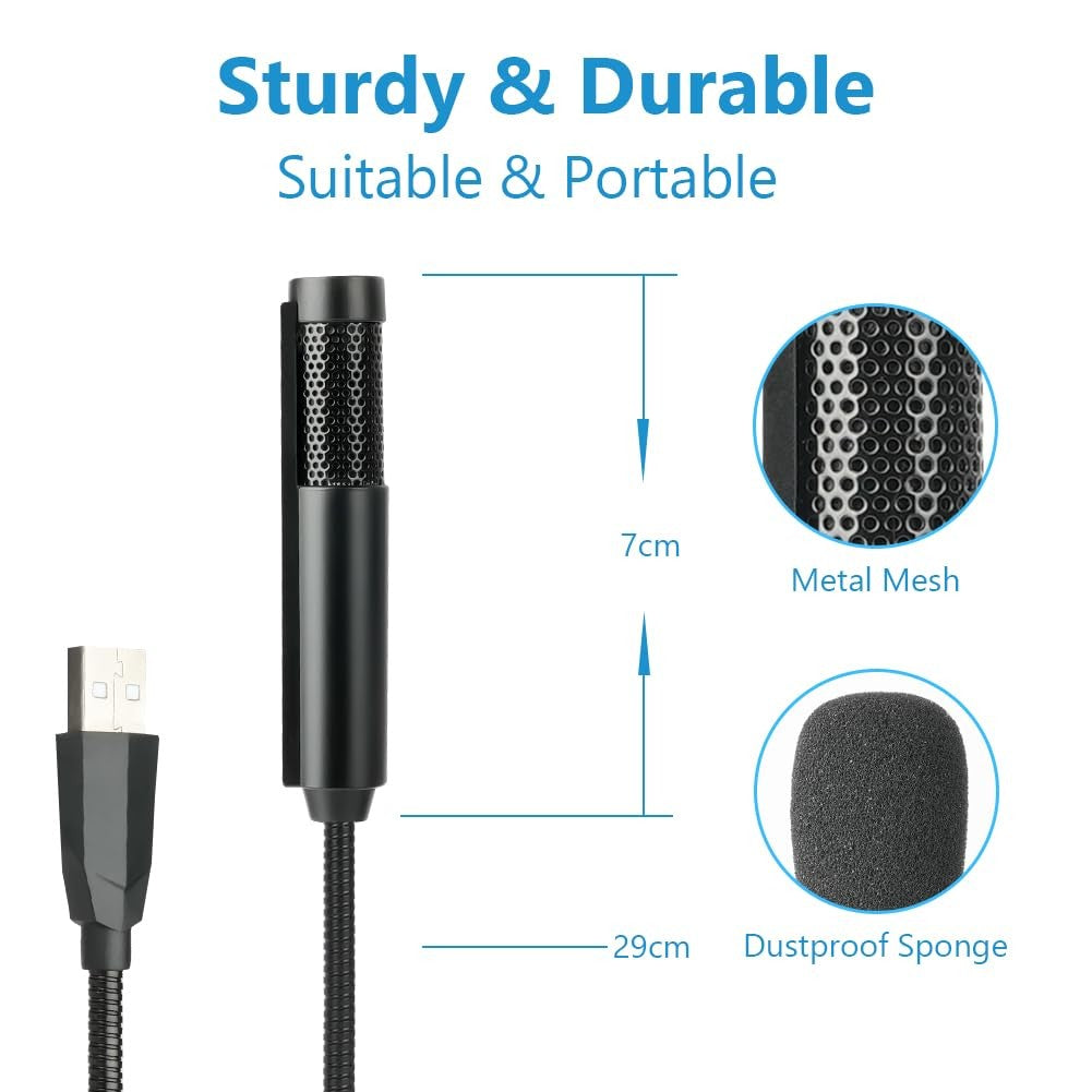 USB Microphone 360° Omnidirectional for Online Meetings – Metal