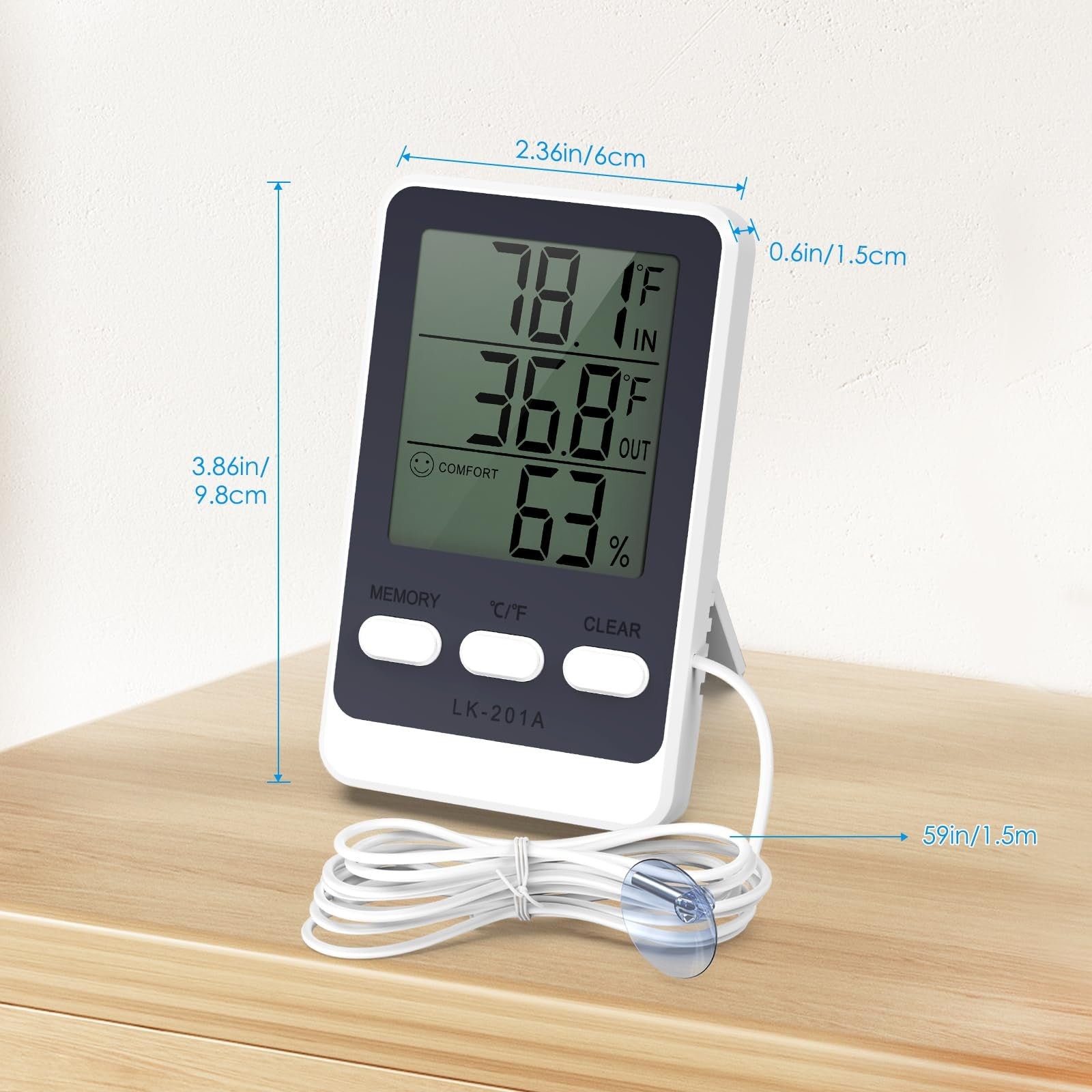 Brifit Digital Refrigerator Thermometer Waterproof Probe - MIN/MAX Recording