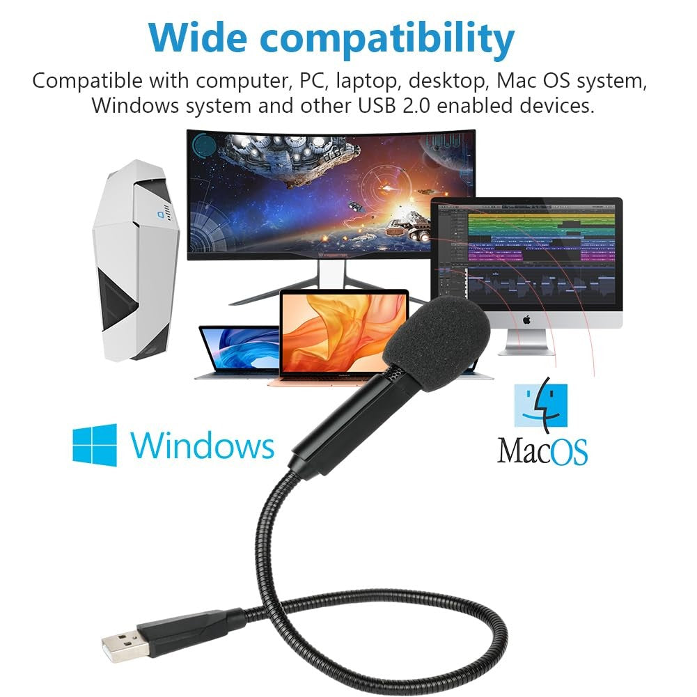 USB Microphone 360° Omnidirectional for Online Meetings – Metal